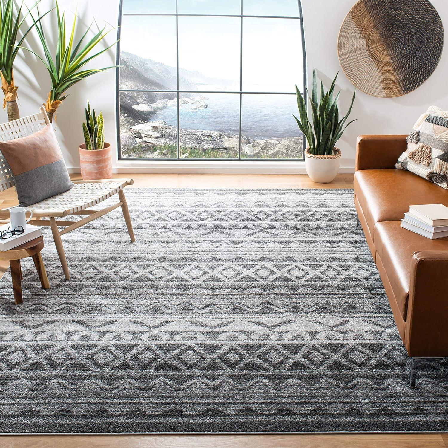 image:imageSAFAVIEH Adirondack Collection Area Rug 51 x 76 Ivory amp Charcoal Moroccan Boho Distressed Design NonShedding amp Easy Care Ideal for High Traffic Areas in Living Room Bedroom ADR119NIvoryCharcoal