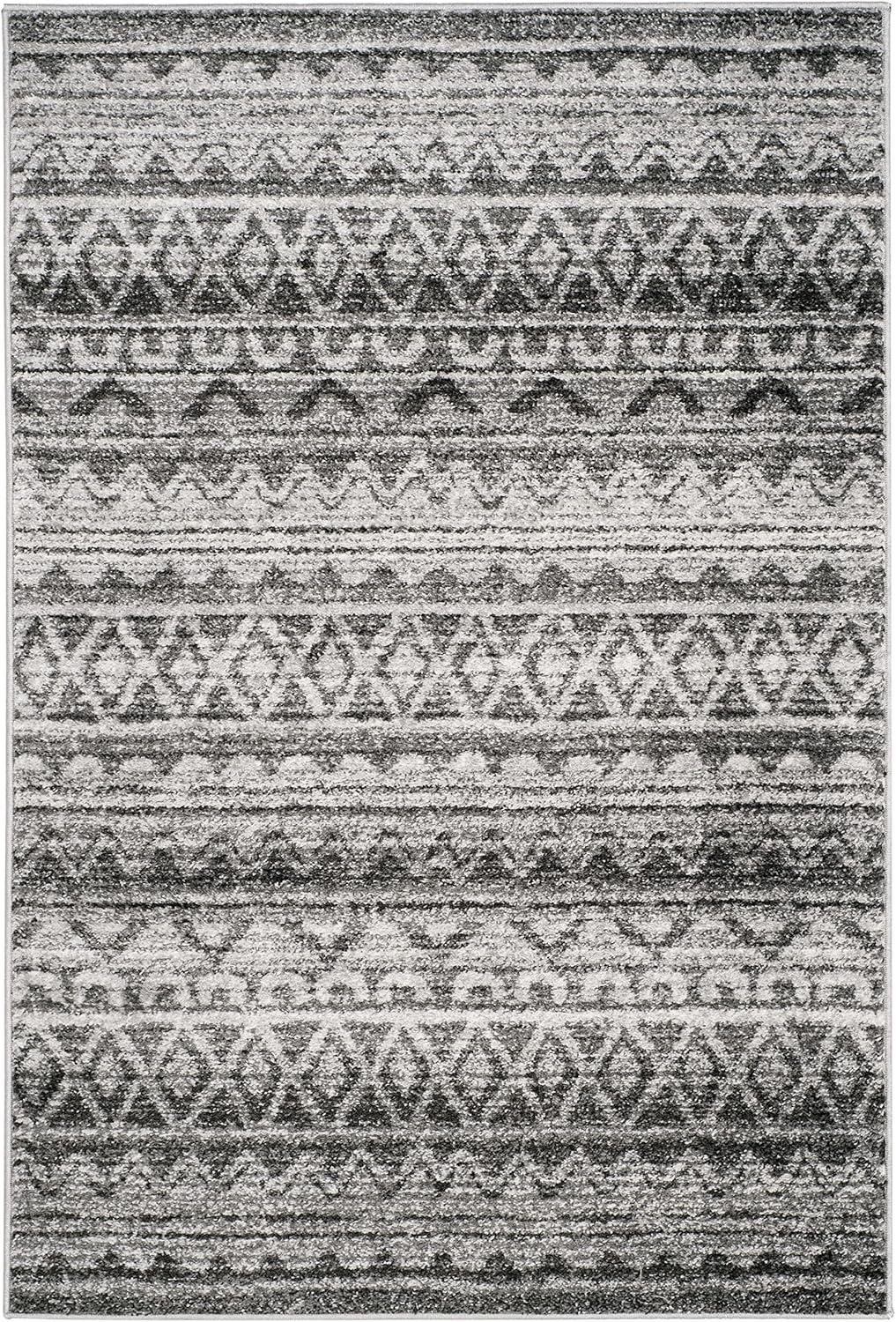 image:imageSAFAVIEH Adirondack Collection Area Rug 51 x 76 Ivory amp Charcoal Moroccan Boho Distressed Design NonShedding amp Easy Care Ideal for High Traffic Areas in Living Room Bedroom ADR119NIvoryCharcoal