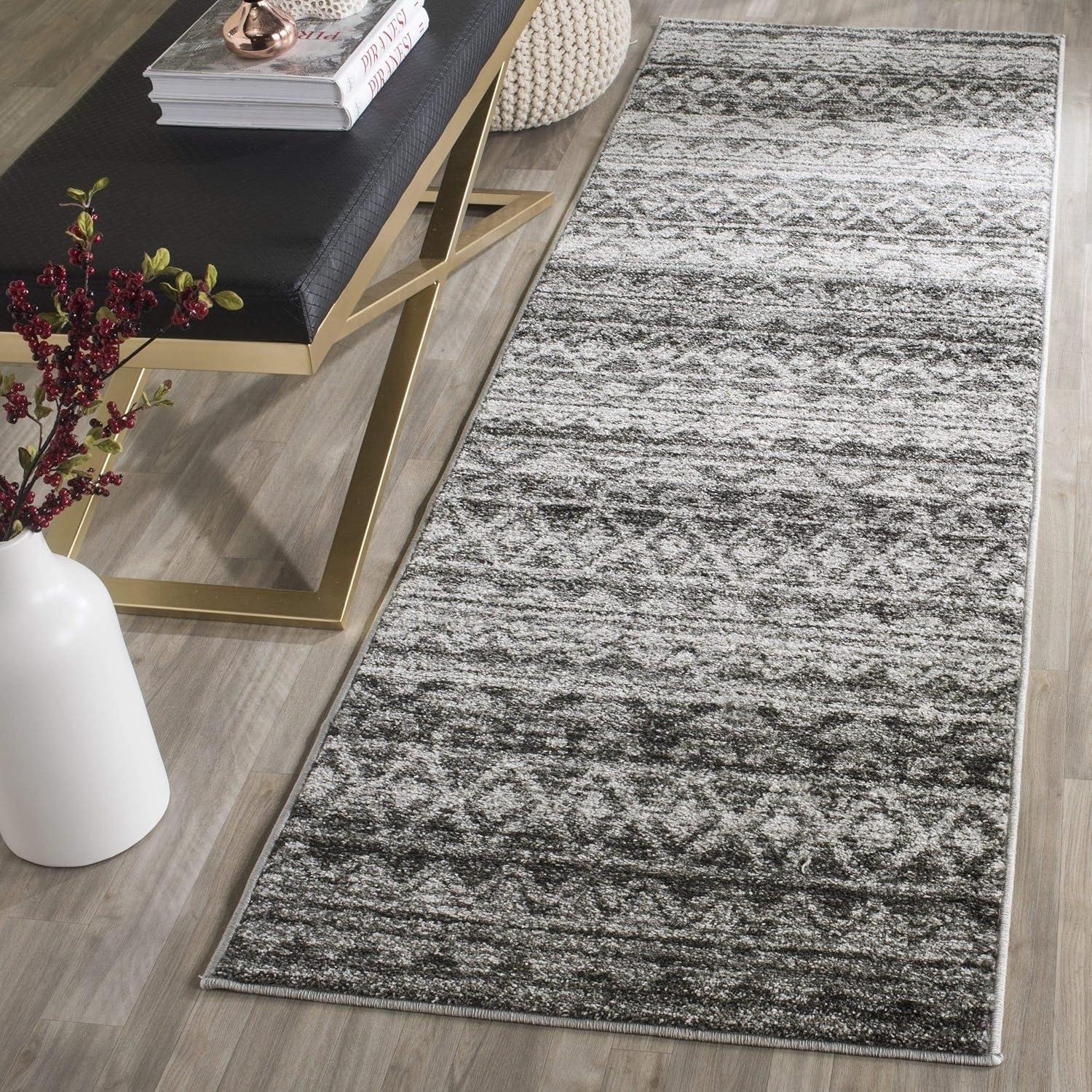 image:imageSAFAVIEH Adirondack Collection Area Rug 51 x 76 Ivory amp Charcoal Moroccan Boho Distressed Design NonShedding amp Easy Care Ideal for High Traffic Areas in Living Room Bedroom ADR119NIvoryCharcoal