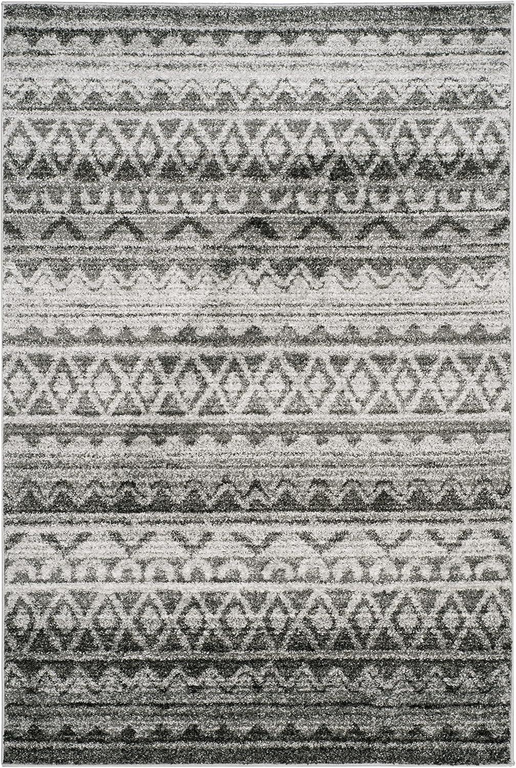 image:imageSAFAVIEH Adirondack Collection Area Rug 51 x 76 Ivory amp Charcoal Moroccan Boho Distressed Design NonShedding amp Easy Care Ideal for High Traffic Areas in Living Room Bedroom ADR119NIvoryCharcoal