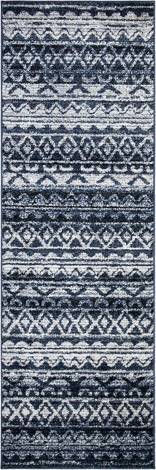 image:imageSAFAVIEH Adirondack Collection Area Rug 51 x 76 Ivory amp Charcoal Moroccan Boho Distressed Design NonShedding amp Easy Care Ideal for High Traffic Areas in Living Room Bedroom ADR119NIvoryNavy