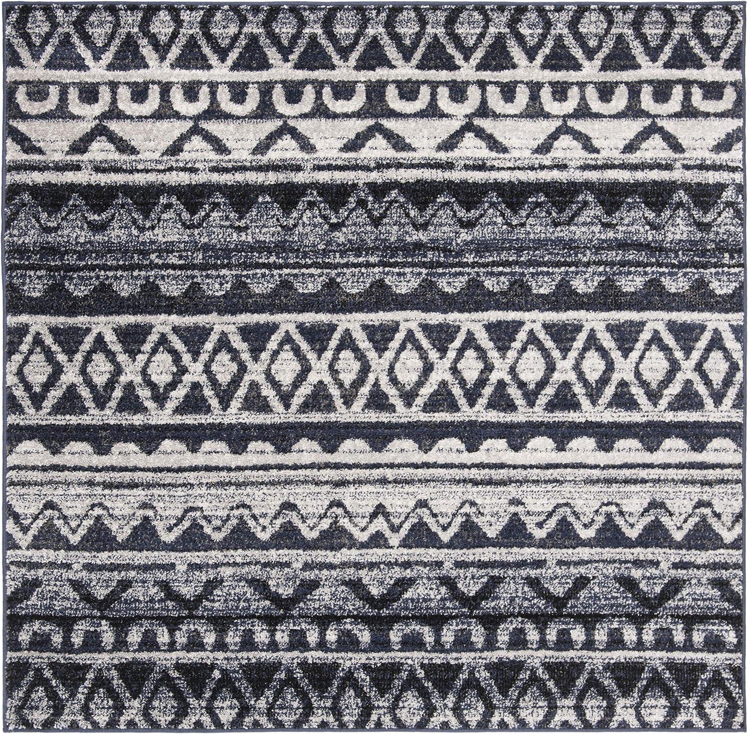 image:imageSAFAVIEH Adirondack Collection Area Rug 51 x 76 Ivory amp Charcoal Moroccan Boho Distressed Design NonShedding amp Easy Care Ideal for High Traffic Areas in Living Room Bedroom ADR119NIvoryNavy
