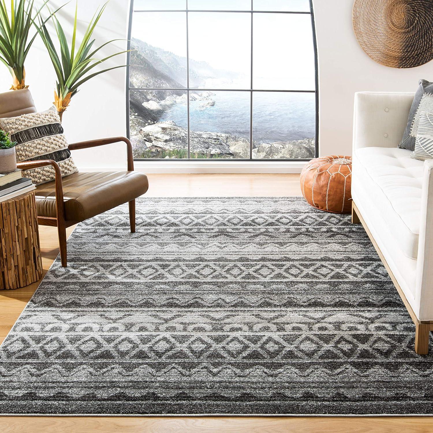 image:imageSAFAVIEH Adirondack Collection Area Rug 51 x 76 Ivory amp Charcoal Moroccan Boho Distressed Design NonShedding amp Easy Care Ideal for High Traffic Areas in Living Room Bedroom ADR119NIvoryCharcoal