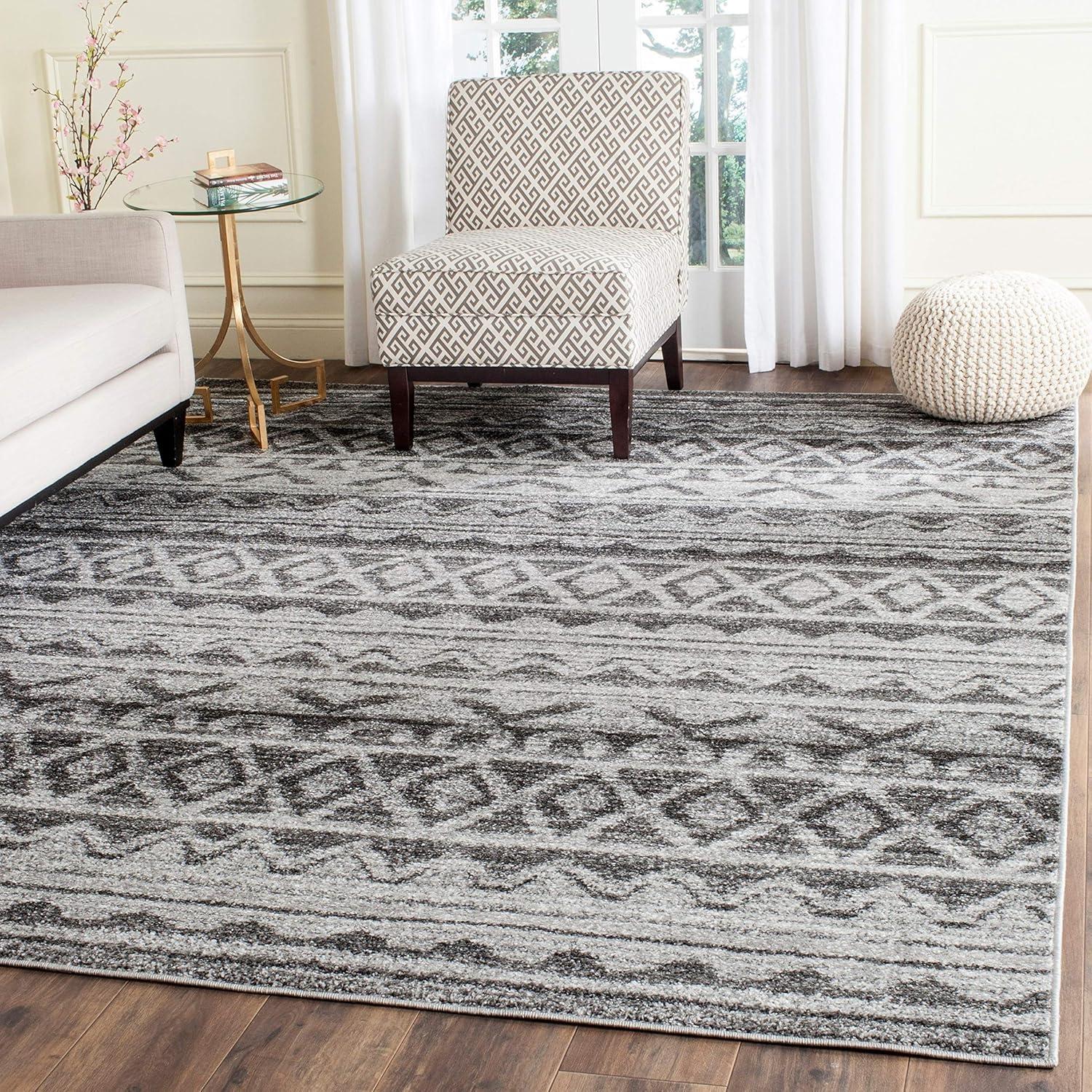 image:imageSAFAVIEH Adirondack Collection Area Rug 51 x 76 Ivory amp Charcoal Moroccan Boho Distressed Design NonShedding amp Easy Care Ideal for High Traffic Areas in Living Room Bedroom ADR119NIvoryCharcoal