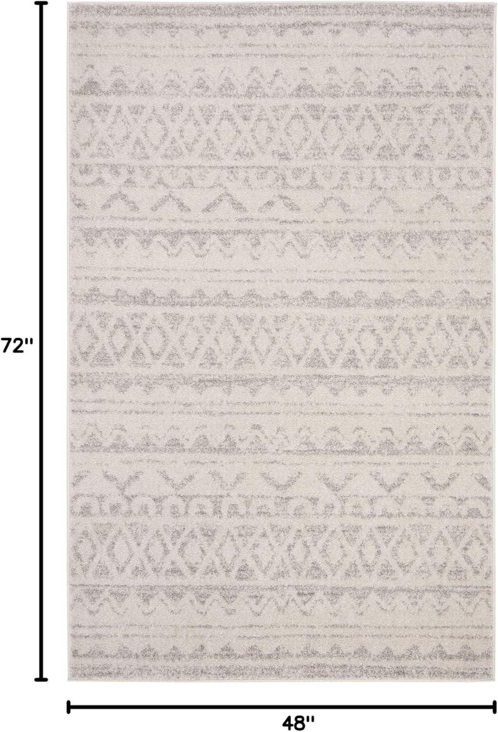 image:imageSAFAVIEH Adirondack Collection Area Rug 51 x 76 Ivory amp Charcoal Moroccan Boho Distressed Design NonShedding amp Easy Care Ideal for High Traffic Areas in Living Room Bedroom ADR119NIvorySilver