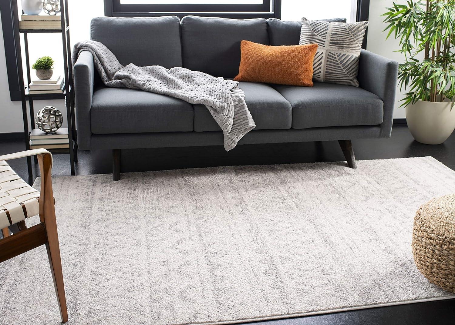 image:imageSAFAVIEH Adirondack Collection Area Rug 51 x 76 Ivory amp Charcoal Moroccan Boho Distressed Design NonShedding amp Easy Care Ideal for High Traffic Areas in Living Room Bedroom ADR119NIvorySilver