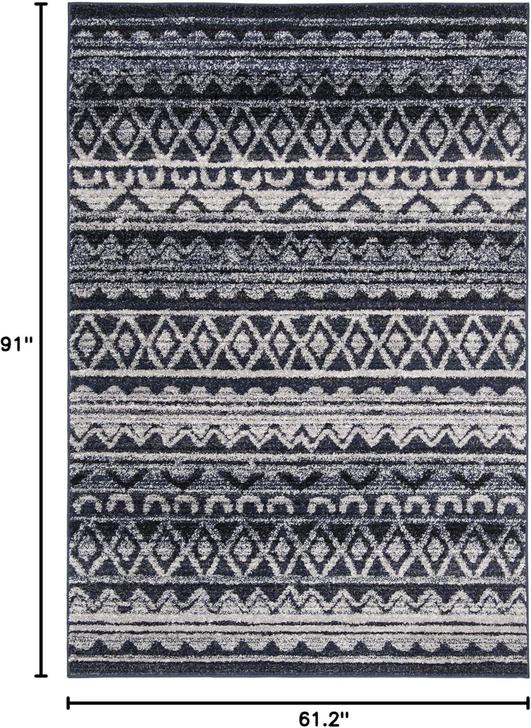 image:imageSAFAVIEH Adirondack Collection Area Rug 51 x 76 Ivory amp Charcoal Moroccan Boho Distressed Design NonShedding amp Easy Care Ideal for High Traffic Areas in Living Room Bedroom ADR119NIvoryNavy