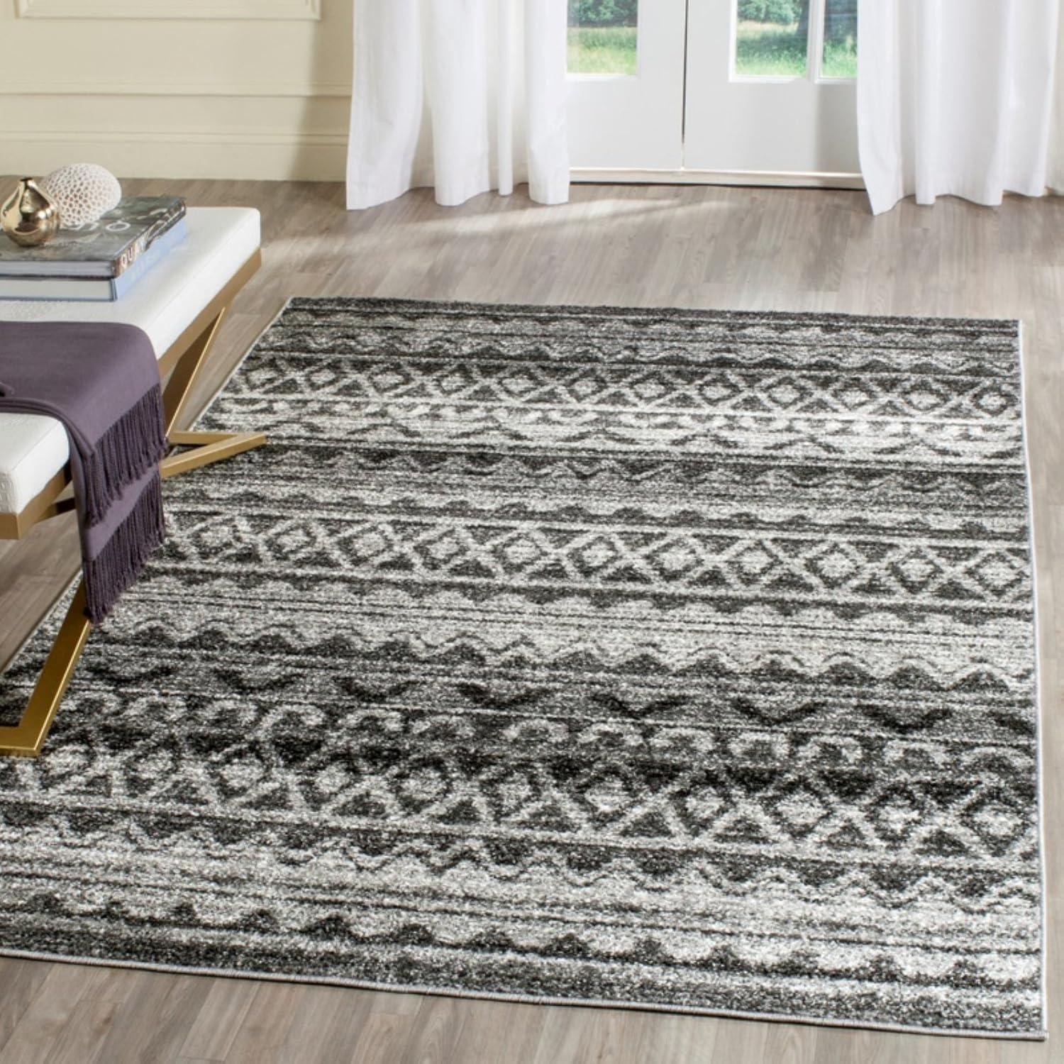 image:imageSAFAVIEH Adirondack Collection Area Rug 51 x 76 Ivory amp Charcoal Moroccan Boho Distressed Design NonShedding amp Easy Care Ideal for High Traffic Areas in Living Room Bedroom ADR119NIvoryCharcoal