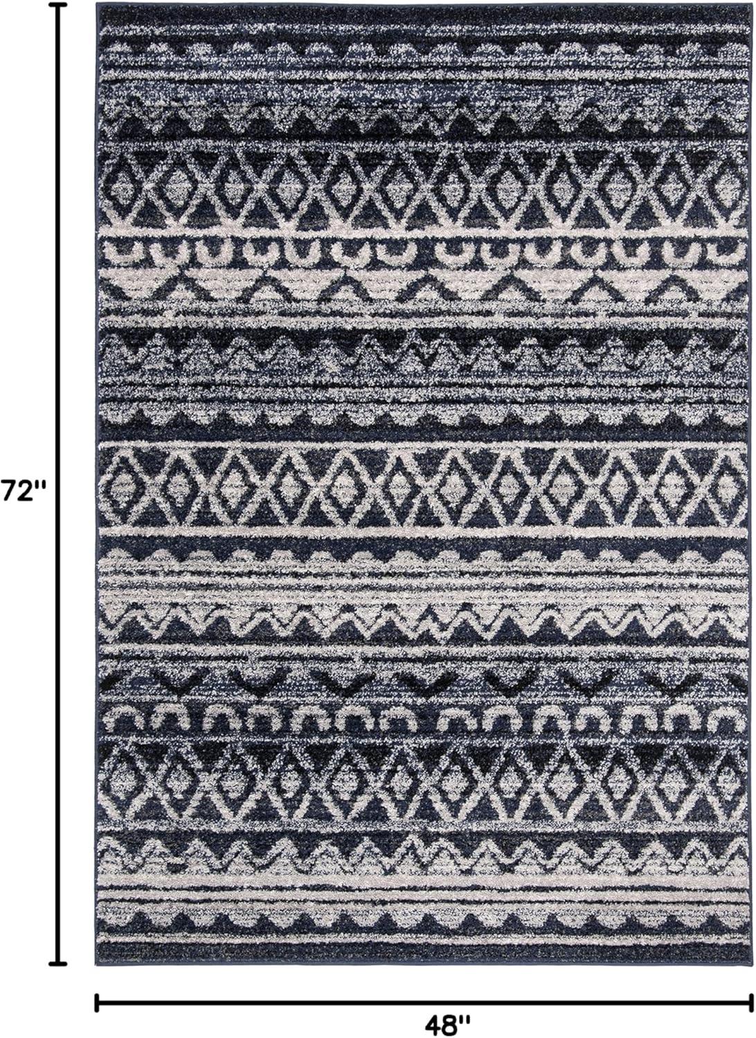 image:imageSAFAVIEH Adirondack Collection Area Rug 51 x 76 Ivory amp Charcoal Moroccan Boho Distressed Design NonShedding amp Easy Care Ideal for High Traffic Areas in Living Room Bedroom ADR119NIvoryNavy