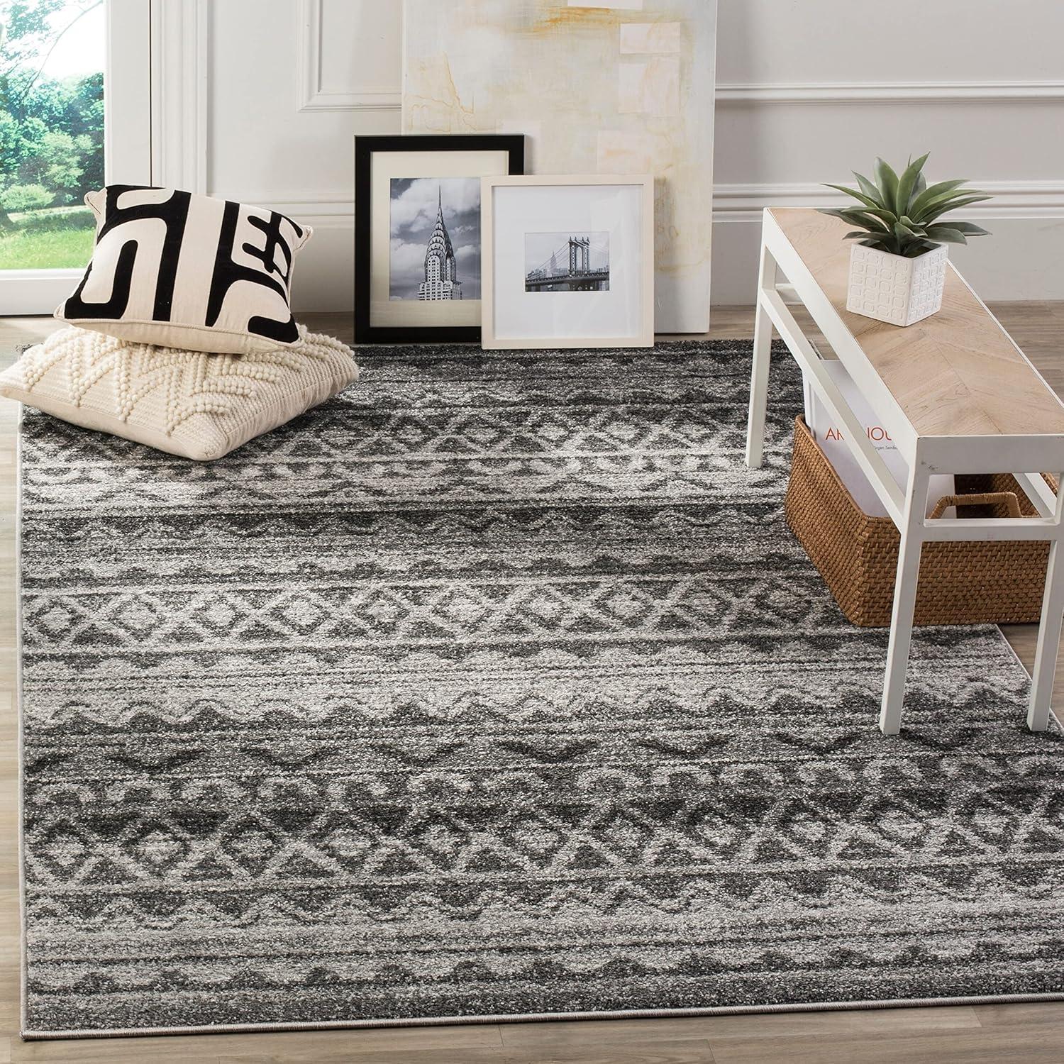 image:imageSAFAVIEH Adirondack Collection Area Rug 51 x 76 Ivory amp Charcoal Moroccan Boho Distressed Design NonShedding amp Easy Care Ideal for High Traffic Areas in Living Room Bedroom ADR119NIvoryCharcoal