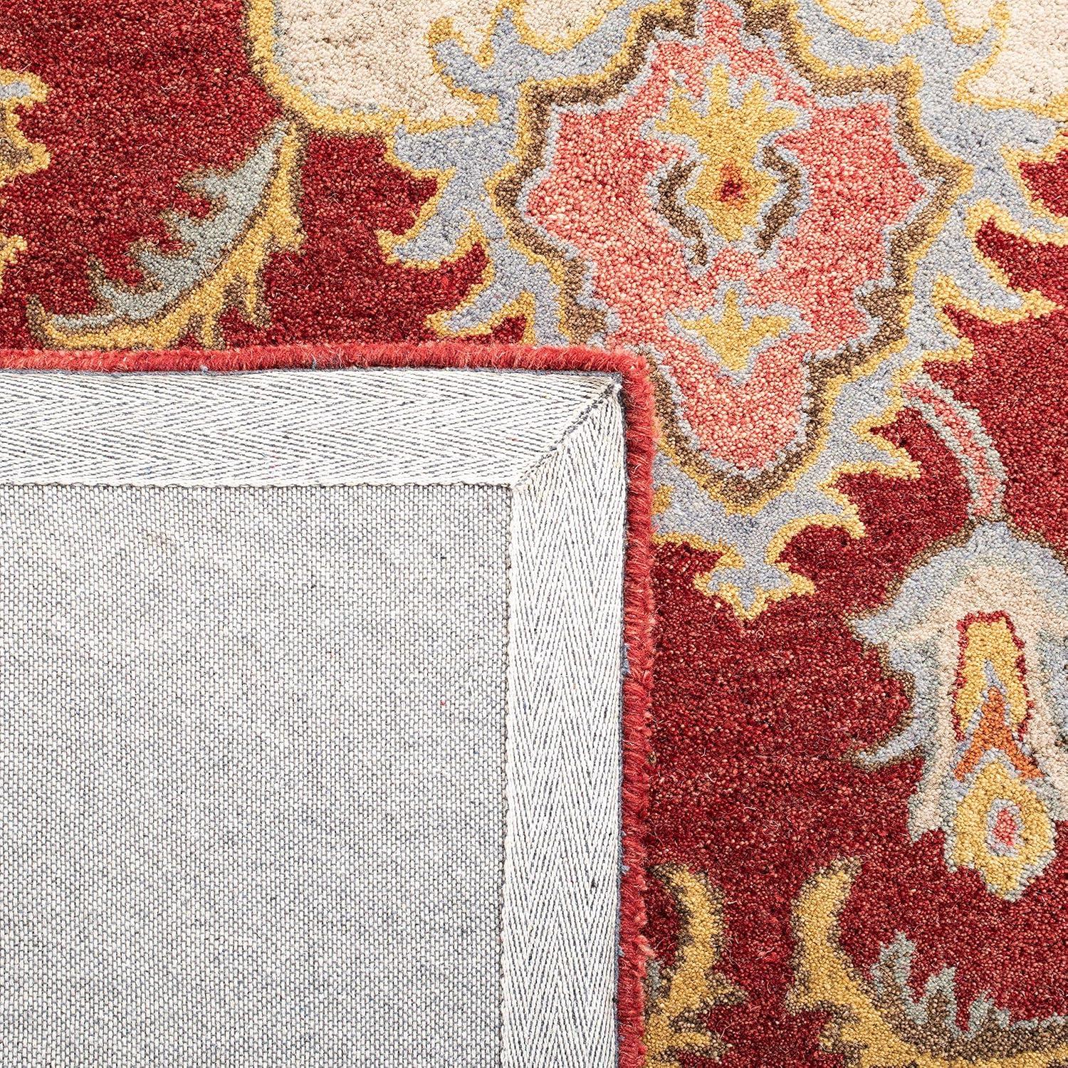 image:imageSAFAVIEH Antiquity Collection Area Rug 5 x 8 Blue amp Ivory Handmade Traditional Oriental Wool Ideal for High Traffic Areas in Living Room Bedroom AT520MRedGrey