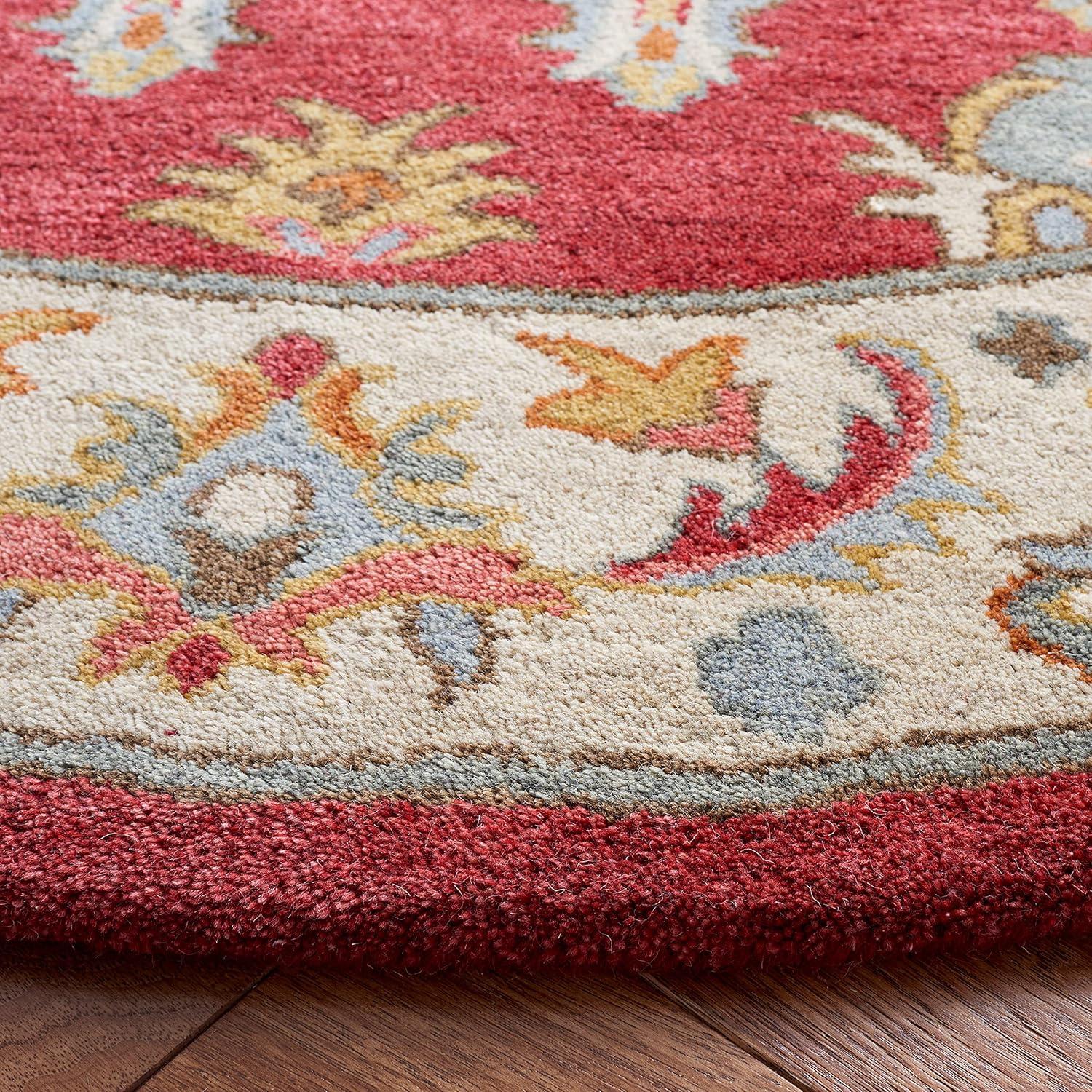 image:imageSAFAVIEH Antiquity Collection Area Rug 5 x 8 Blue amp Ivory Handmade Traditional Oriental Wool Ideal for High Traffic Areas in Living Room Bedroom AT520MRedGrey