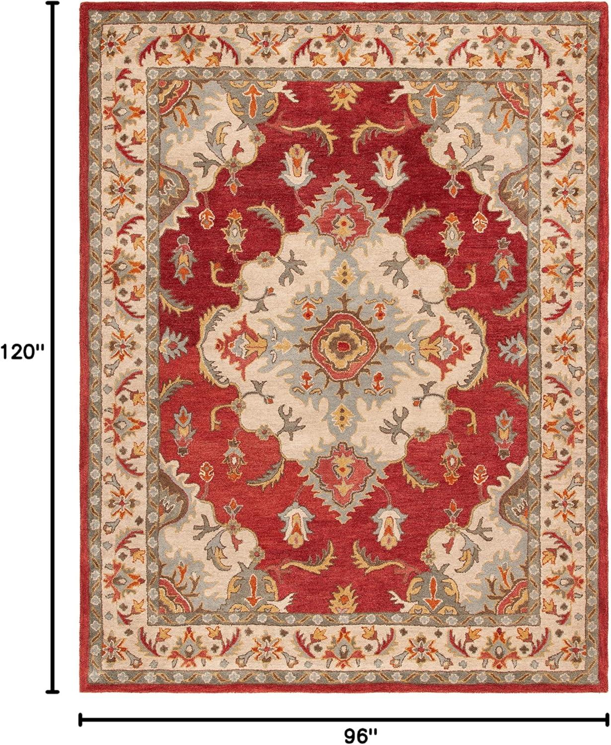 image:imageSAFAVIEH Antiquity Collection Area Rug 5 x 8 Blue amp Ivory Handmade Traditional Oriental Wool Ideal for High Traffic Areas in Living Room Bedroom AT520MRedGrey