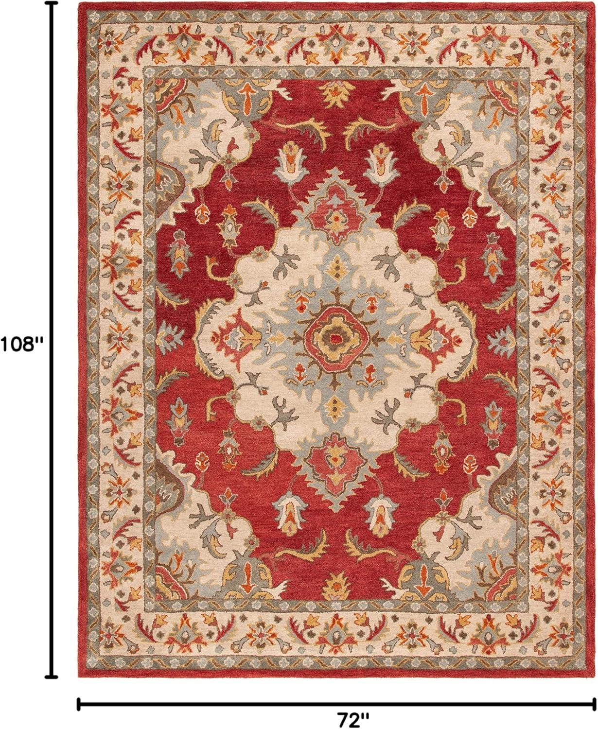 image:imageSAFAVIEH Antiquity Collection Area Rug 5 x 8 Blue amp Ivory Handmade Traditional Oriental Wool Ideal for High Traffic Areas in Living Room Bedroom AT520MRedGrey