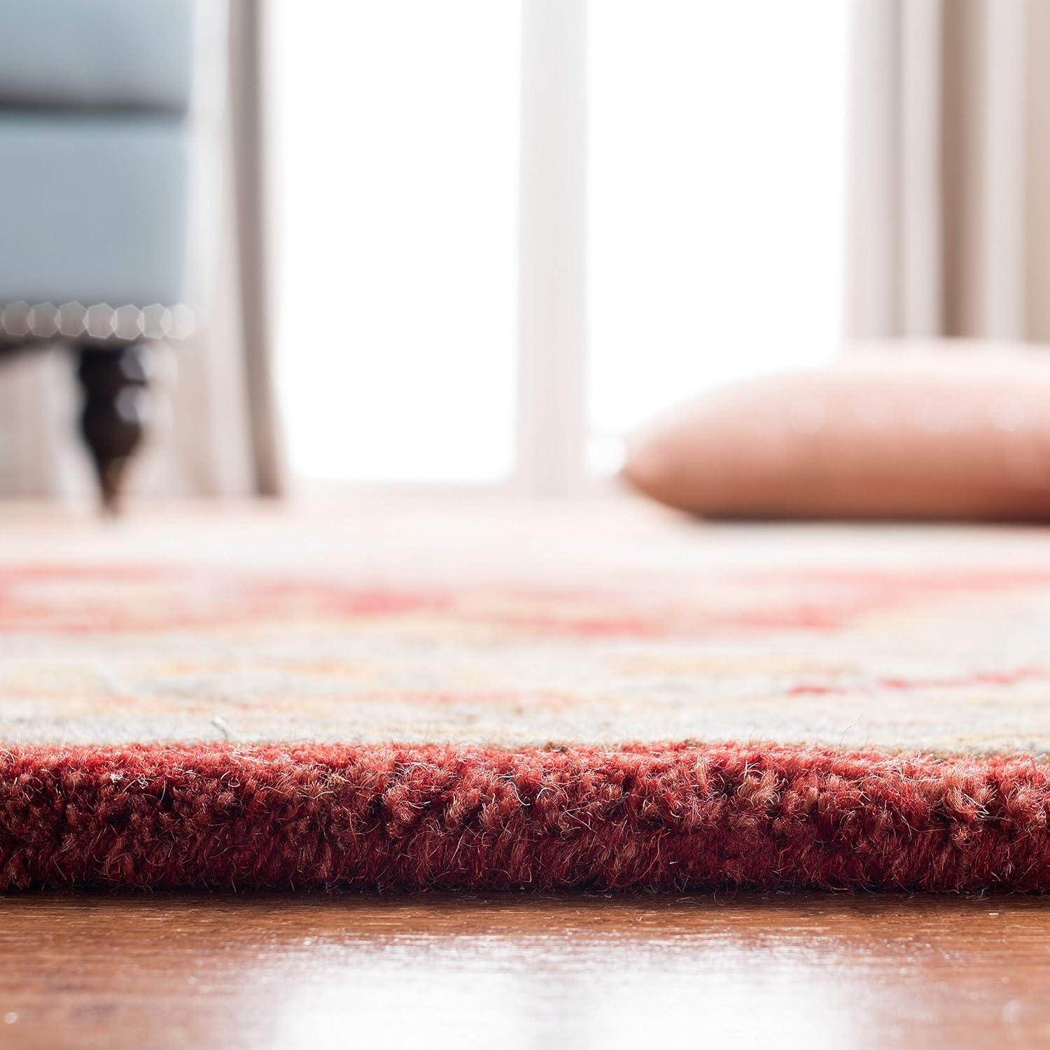 image:imageSAFAVIEH Antiquity Collection Area Rug 5 x 8 Blue amp Ivory Handmade Traditional Oriental Wool Ideal for High Traffic Areas in Living Room Bedroom AT520MRedGrey