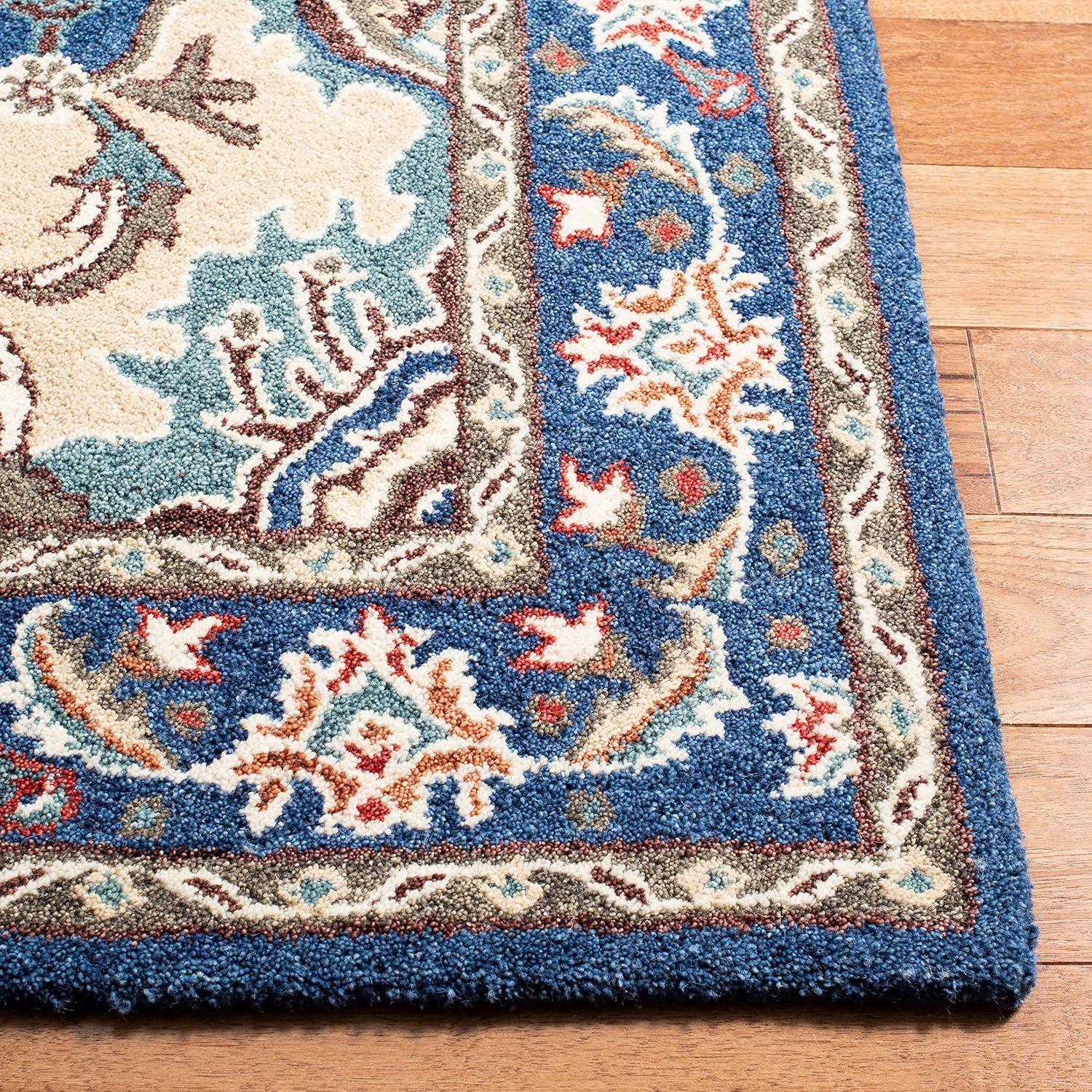 image:imageSAFAVIEH Antiquity Collection Area Rug 5 x 8 Blue amp Ivory Handmade Traditional Oriental Wool Ideal for High Traffic Areas in Living Room Bedroom AT520MBlueIvory