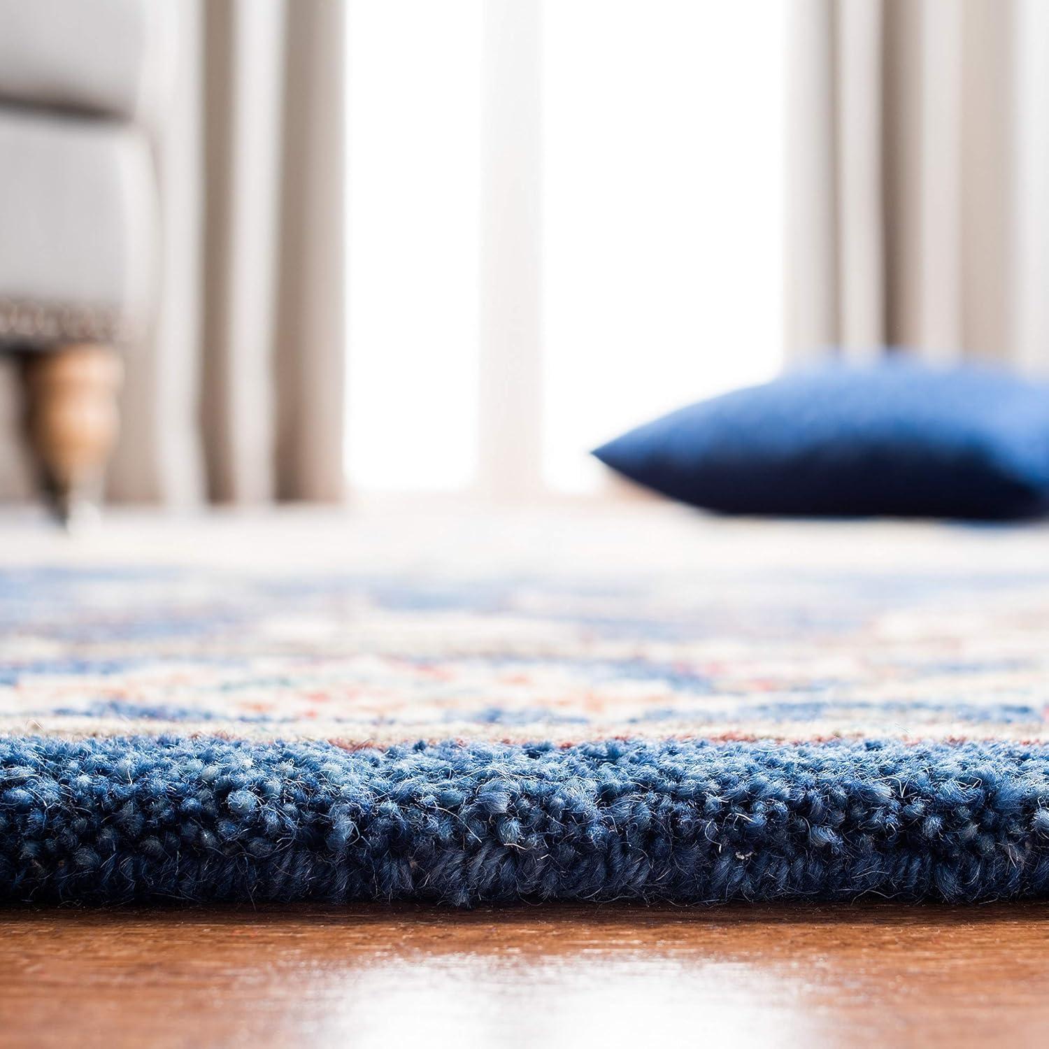 image:imageSAFAVIEH Antiquity Collection Area Rug 5 x 8 Blue amp Ivory Handmade Traditional Oriental Wool Ideal for High Traffic Areas in Living Room Bedroom AT520MBlueIvory