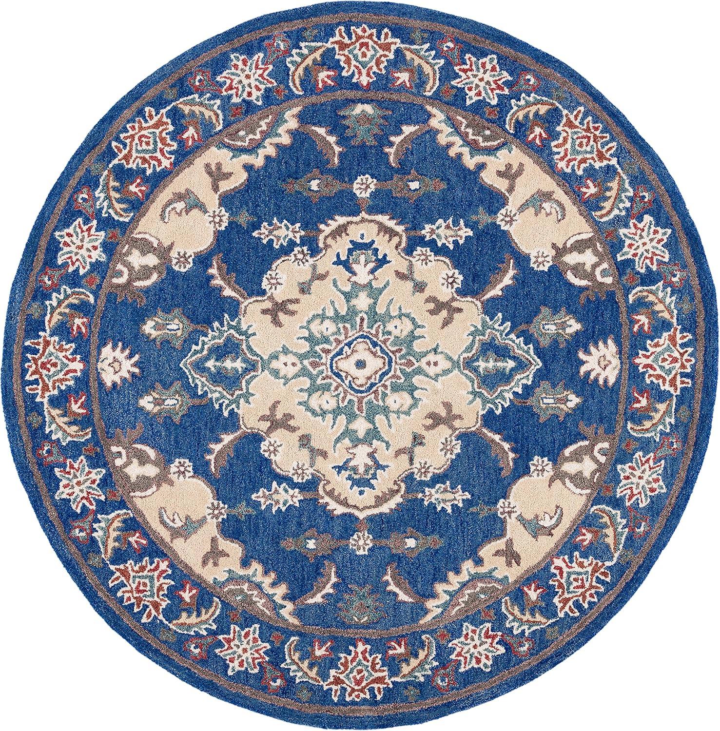 image:imageSAFAVIEH Antiquity Collection Area Rug 5 x 8 Blue amp Ivory Handmade Traditional Oriental Wool Ideal for High Traffic Areas in Living Room Bedroom AT520MBlueIvory