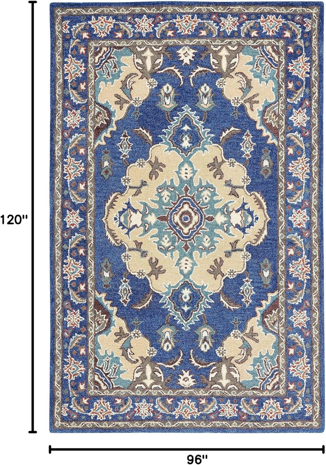 image:imageSAFAVIEH Antiquity Collection Area Rug 5 x 8 Blue amp Ivory Handmade Traditional Oriental Wool Ideal for High Traffic Areas in Living Room Bedroom AT520MBlueIvory