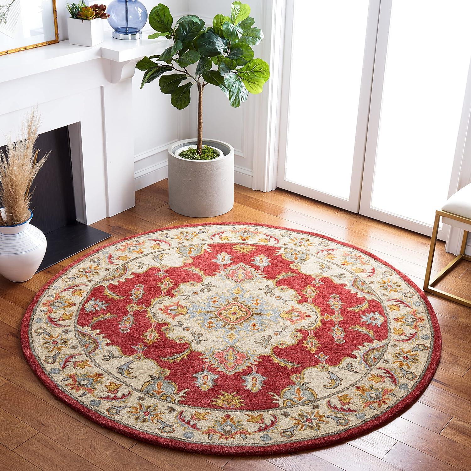image:imageSAFAVIEH Antiquity Collection Area Rug 5 x 8 Blue amp Ivory Handmade Traditional Oriental Wool Ideal for High Traffic Areas in Living Room Bedroom AT520MRedGrey