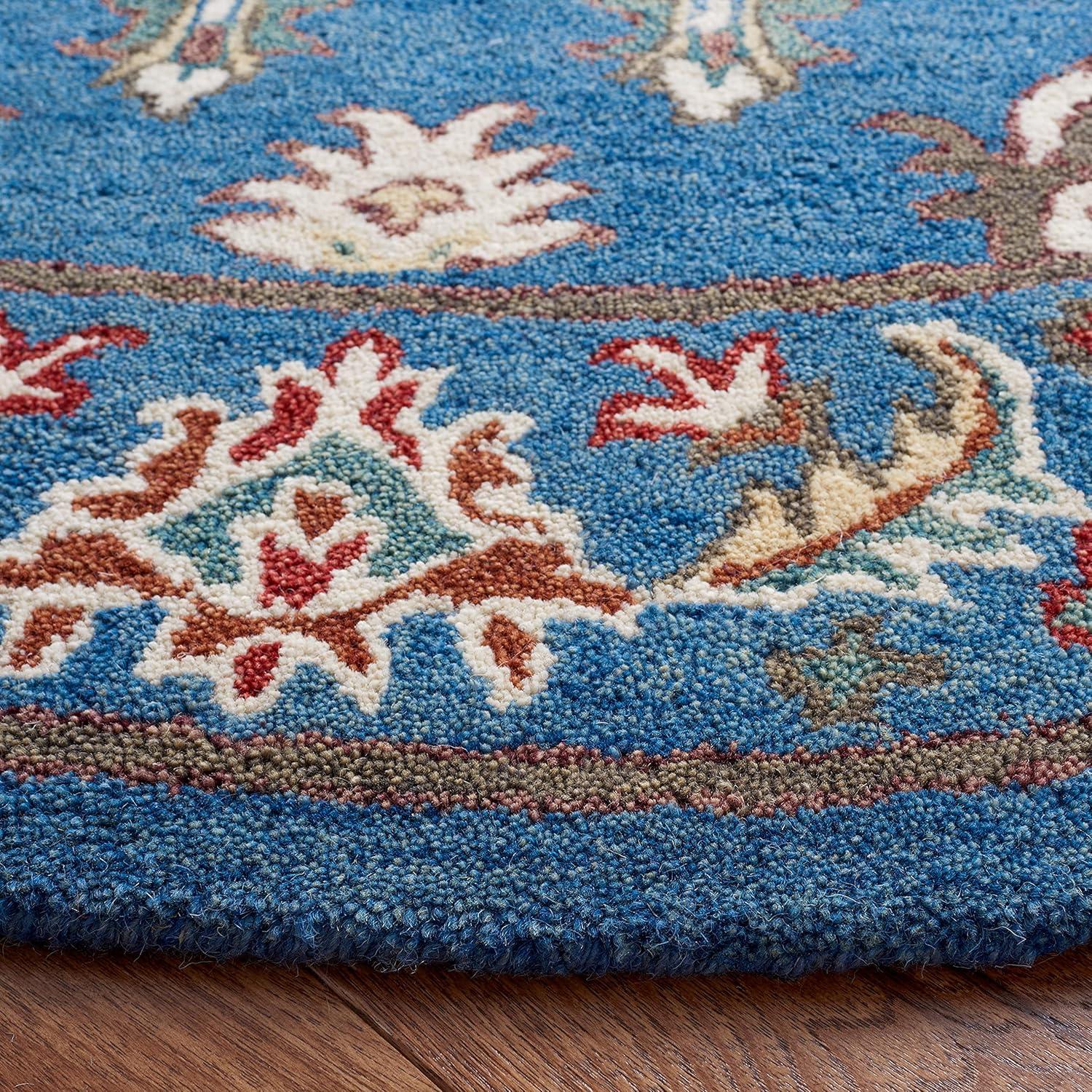 image:imageSAFAVIEH Antiquity Collection Area Rug 5 x 8 Blue amp Ivory Handmade Traditional Oriental Wool Ideal for High Traffic Areas in Living Room Bedroom AT520MBlueIvory