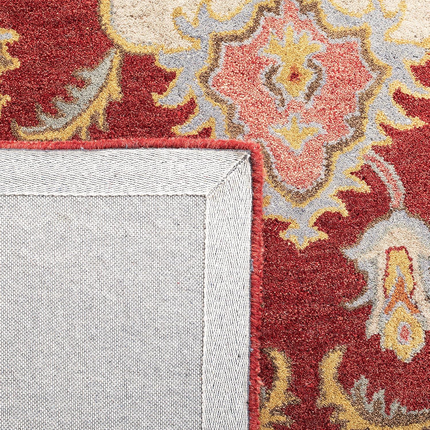 image:imageSAFAVIEH Antiquity Collection Area Rug 5 x 8 Blue amp Ivory Handmade Traditional Oriental Wool Ideal for High Traffic Areas in Living Room Bedroom AT520MRedGrey