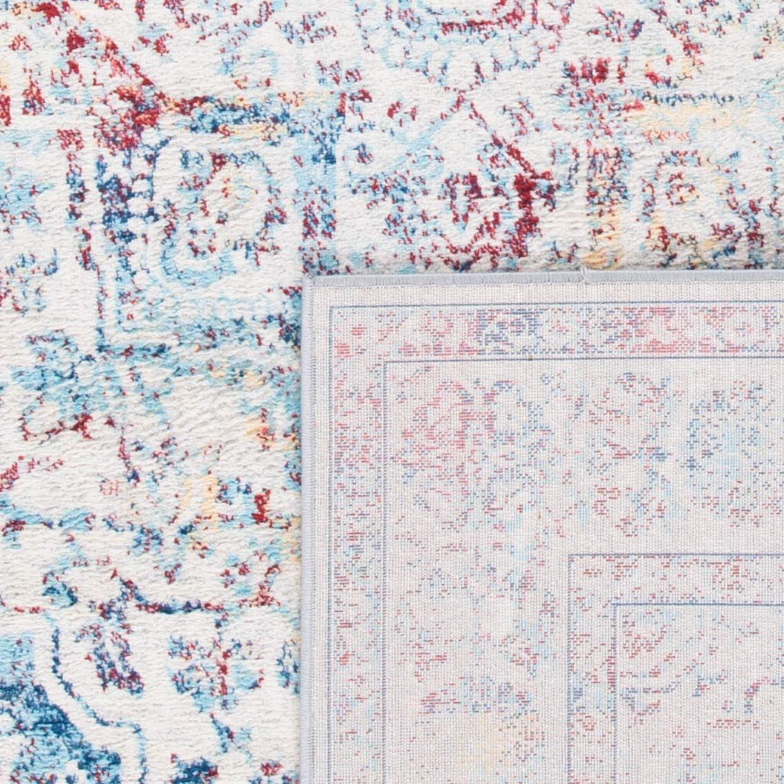 image:imageSAFAVIEH Antiquity Collection Area Rug 5 x 8 Blue amp Ivory Handmade Traditional Oriental Wool Ideal for High Traffic Areas in Living Room Bedroom AT520MRedGrey