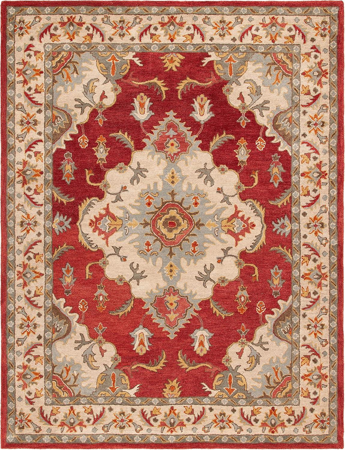 image:imageSAFAVIEH Antiquity Collection Area Rug 5 x 8 Blue amp Ivory Handmade Traditional Oriental Wool Ideal for High Traffic Areas in Living Room Bedroom AT520MRedGrey