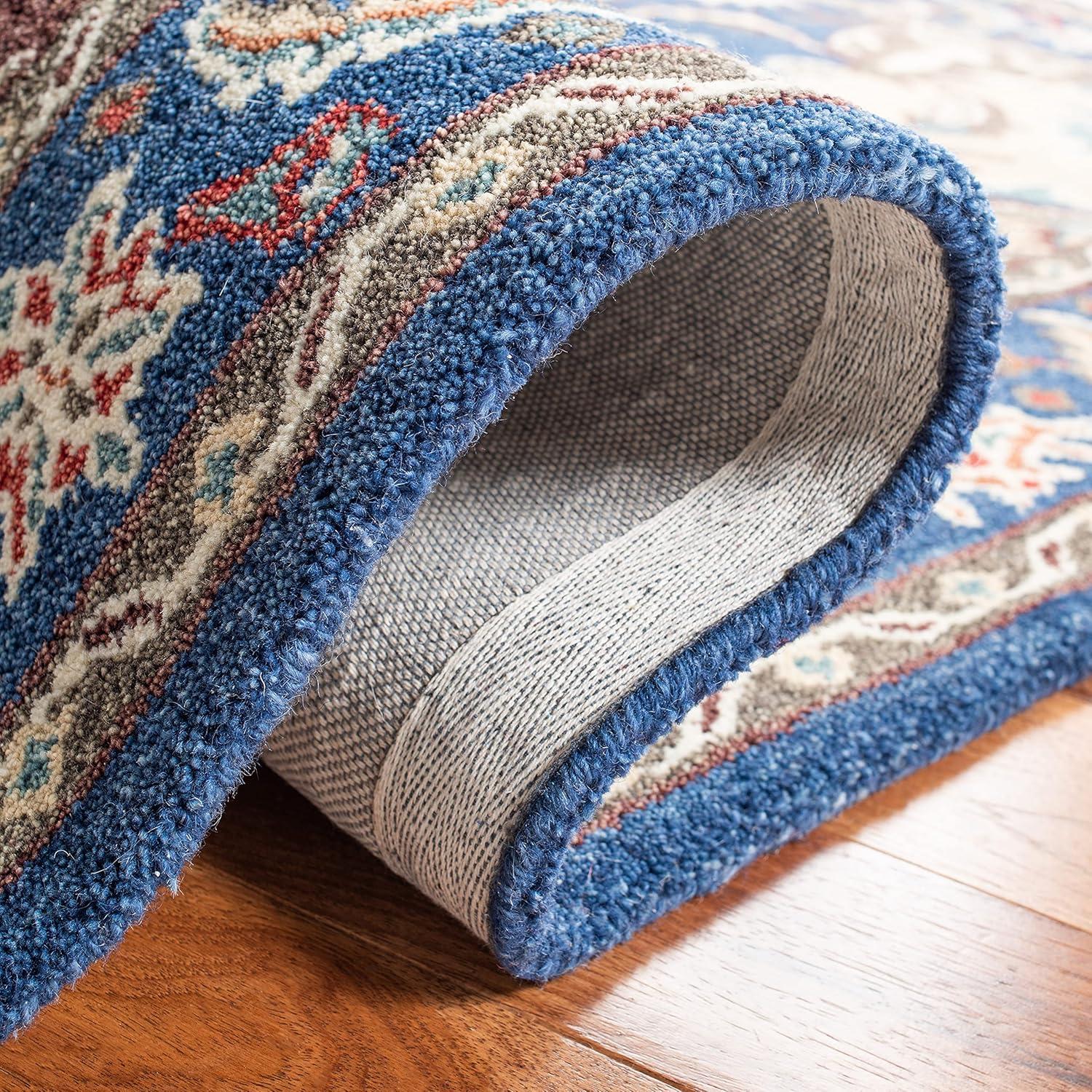 image:imageSAFAVIEH Antiquity Collection Area Rug 5 x 8 Blue amp Ivory Handmade Traditional Oriental Wool Ideal for High Traffic Areas in Living Room Bedroom AT520MBlueIvory
