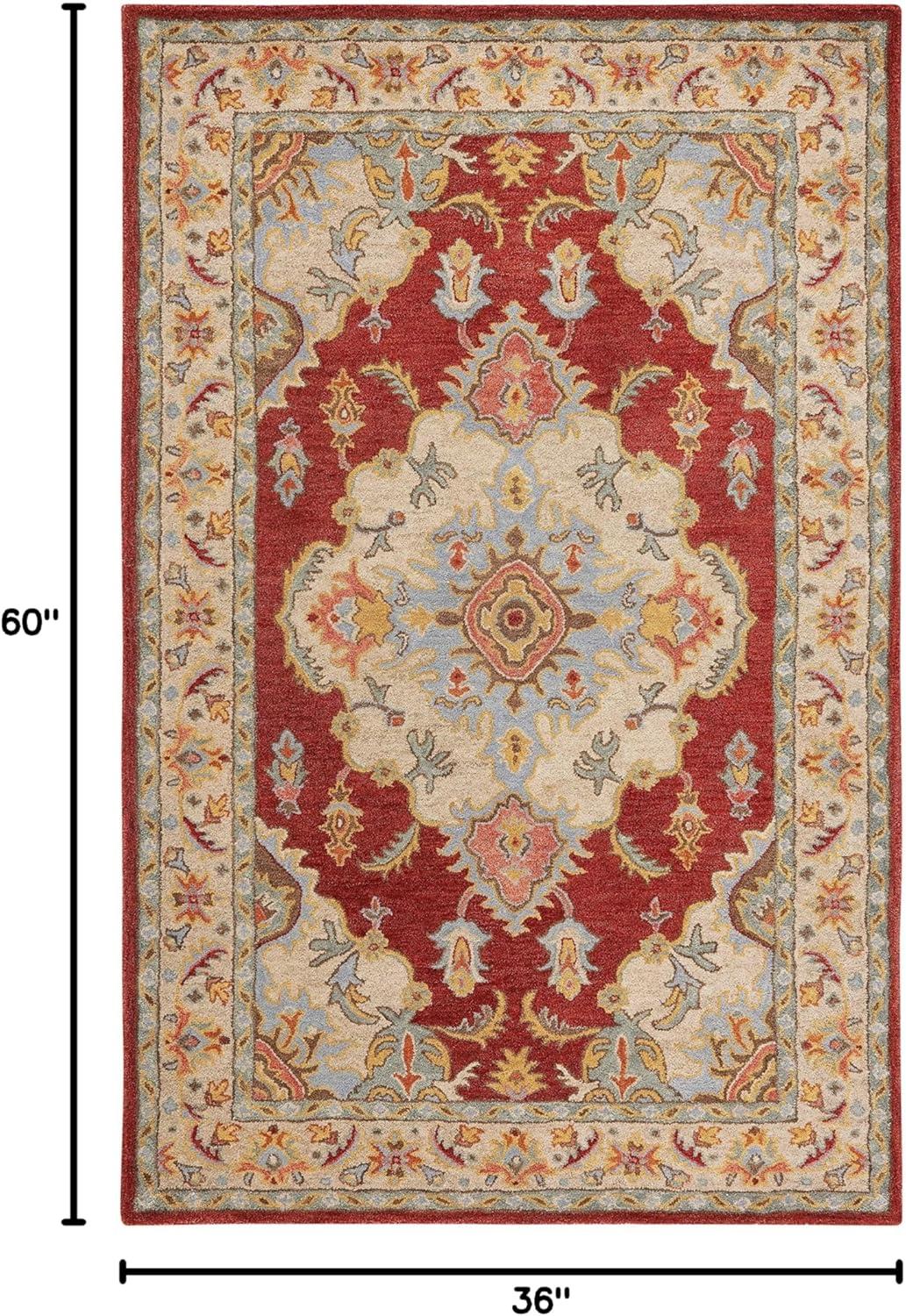 image:imageSAFAVIEH Antiquity Collection Area Rug 5 x 8 Blue amp Ivory Handmade Traditional Oriental Wool Ideal for High Traffic Areas in Living Room Bedroom AT520MRedGrey