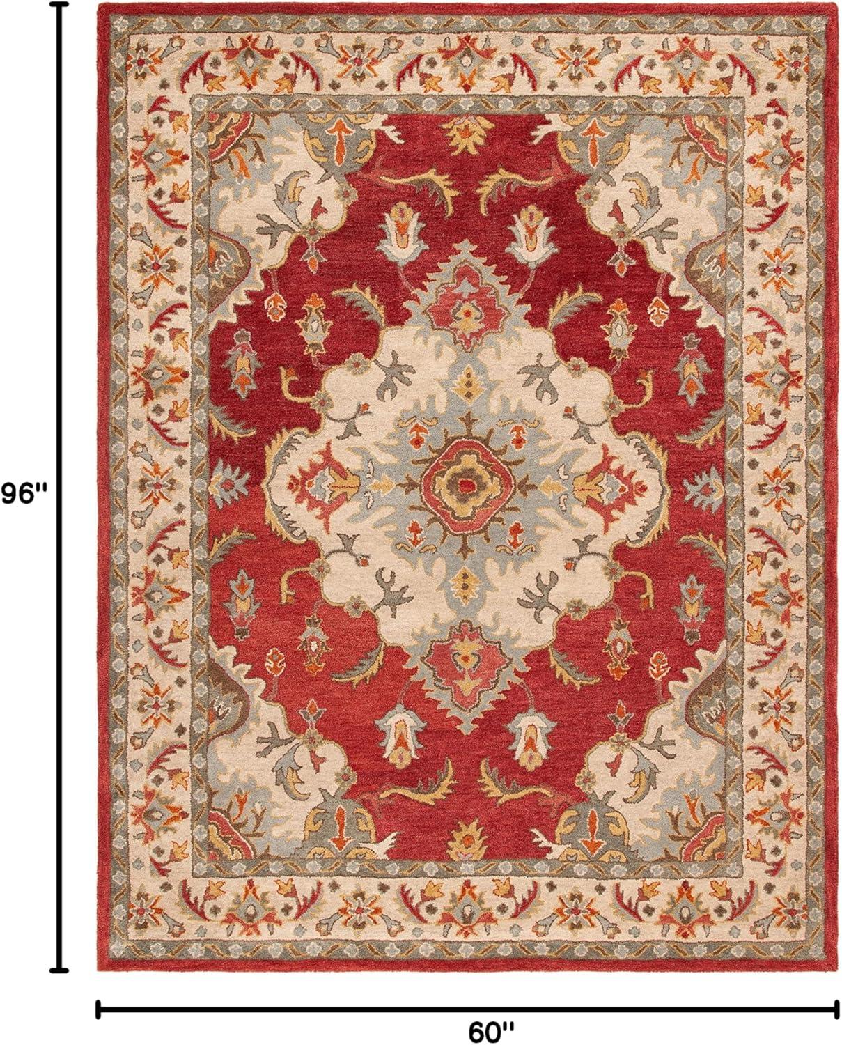 image:imageSAFAVIEH Antiquity Collection Area Rug 5 x 8 Blue amp Ivory Handmade Traditional Oriental Wool Ideal for High Traffic Areas in Living Room Bedroom AT520MRedGrey