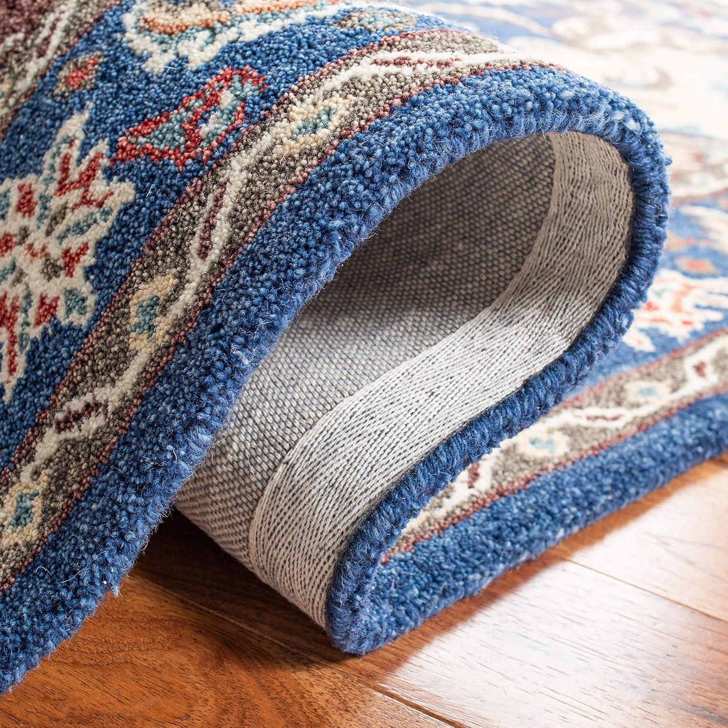 image:imageSAFAVIEH Antiquity Collection Area Rug 5 x 8 Blue amp Ivory Handmade Traditional Oriental Wool Ideal for High Traffic Areas in Living Room Bedroom AT520MBlueIvory