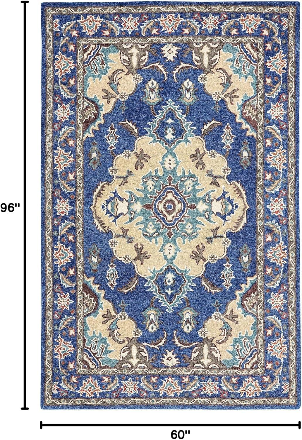 image:imageSAFAVIEH Antiquity Collection Area Rug 5 x 8 Blue amp Ivory Handmade Traditional Oriental Wool Ideal for High Traffic Areas in Living Room Bedroom AT520MBlueIvory
