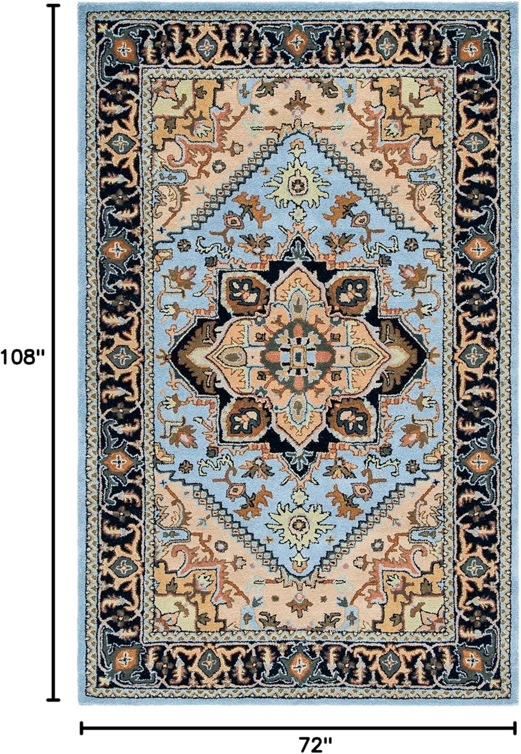 image:imageSAFAVIEH Area Rug 4x6 Heritage Collection Red Handmade Wool Traditional Oriental Medallion Design Ideal for Living Room Bedroom Dining Space HG625ABlueLight Brown
