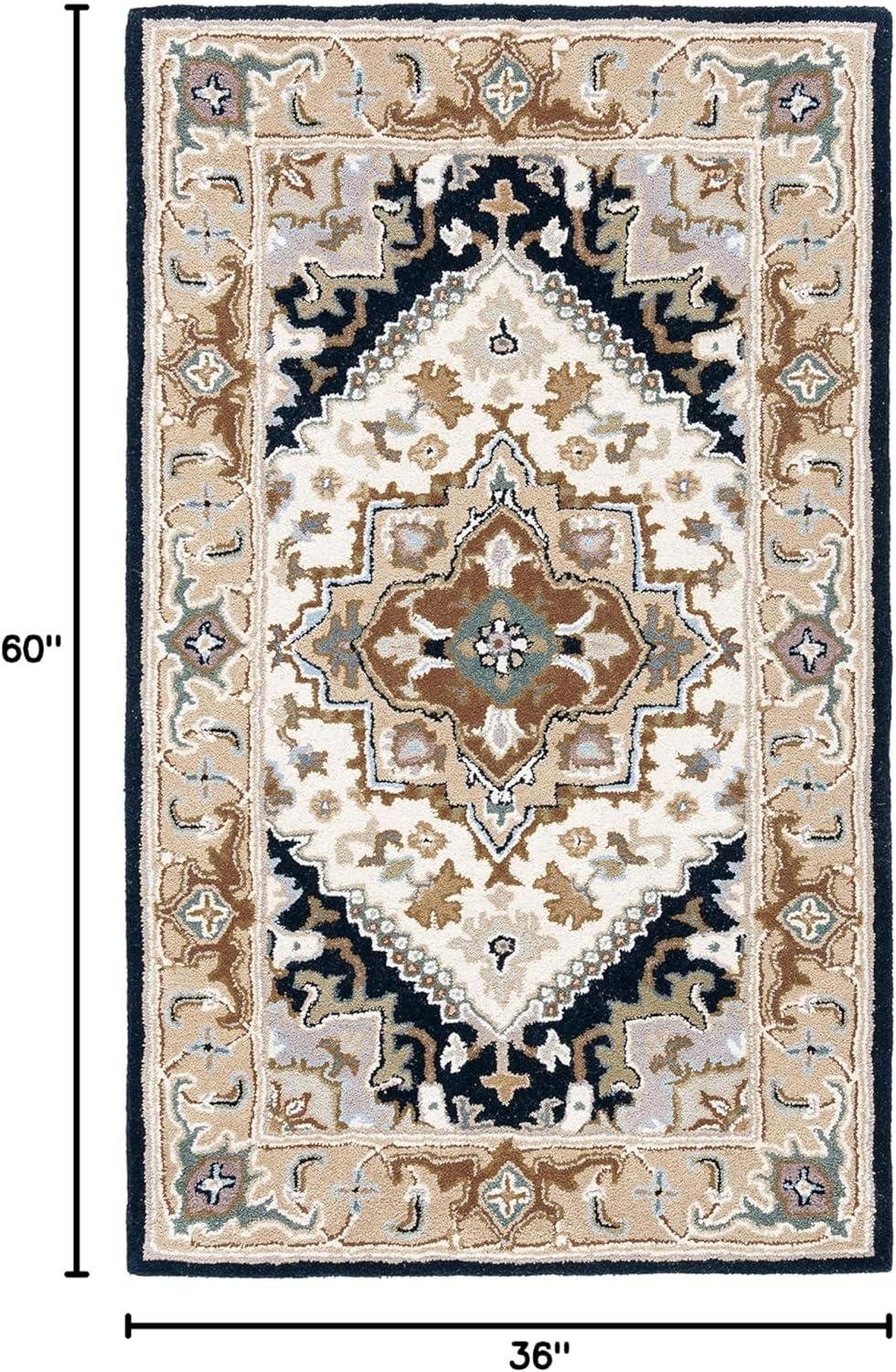 image:imageSAFAVIEH Area Rug 4x6 Heritage Collection Red Handmade Wool Traditional Oriental Medallion Design Ideal for Living Room Bedroom Dining Space HG625ABeigeNavy