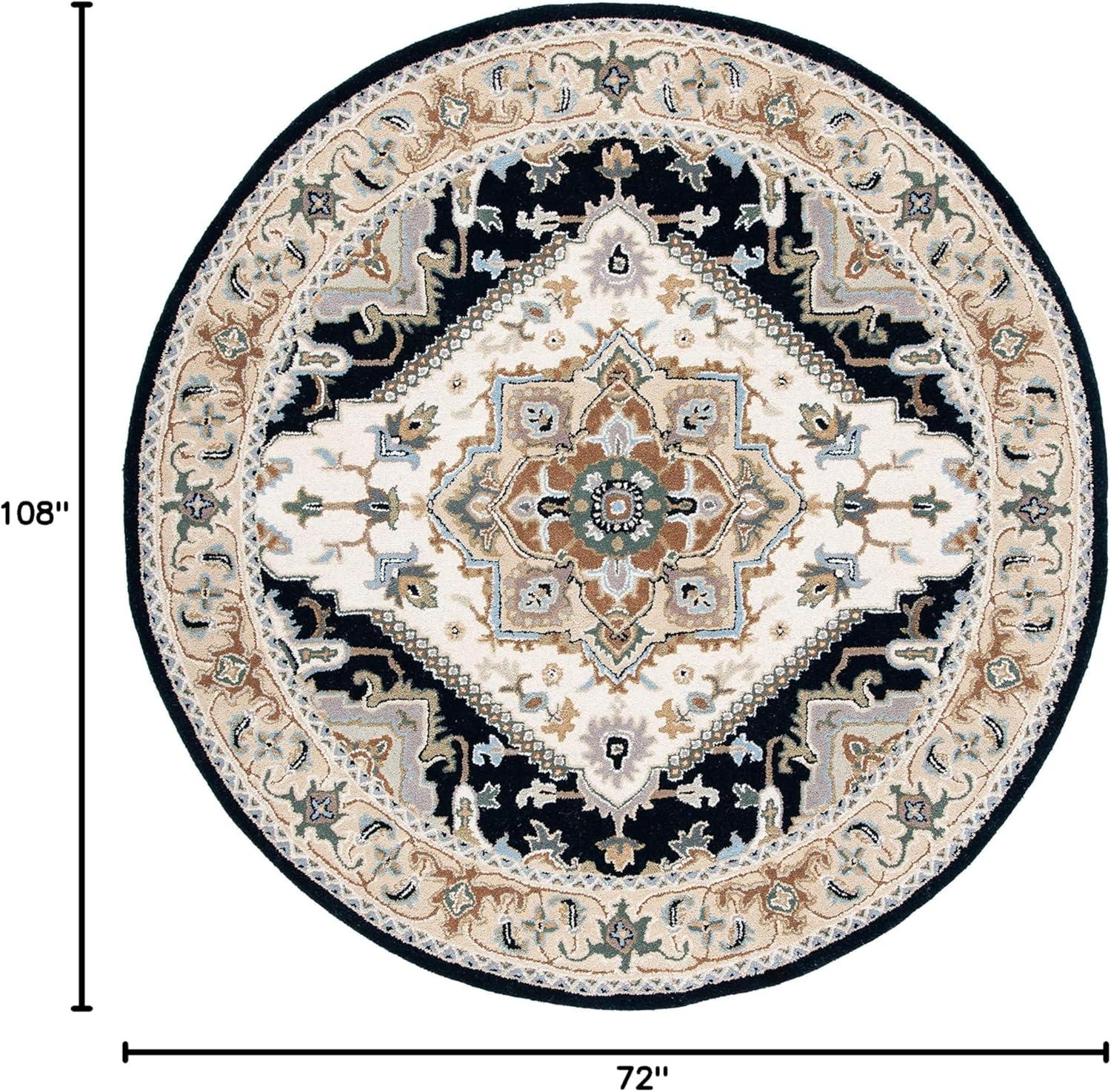 image:imageSAFAVIEH Area Rug 4x6 Heritage Collection Red Handmade Wool Traditional Oriental Medallion Design Ideal for Living Room Bedroom Dining Space HG625ABeigeNavy