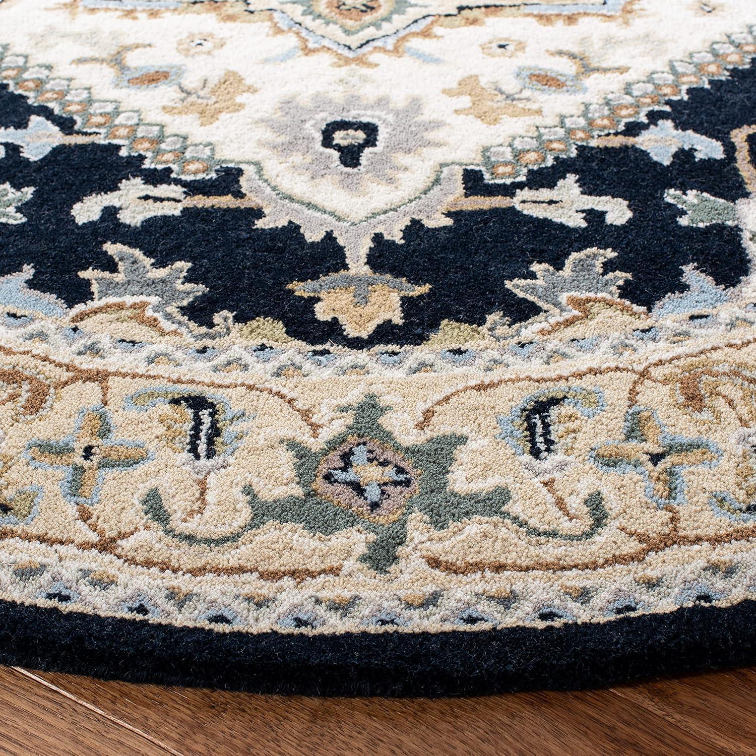 image:imageSAFAVIEH Area Rug 4x6 Heritage Collection Red Handmade Wool Traditional Oriental Medallion Design Ideal for Living Room Bedroom Dining Space HG625ABeigeNavy