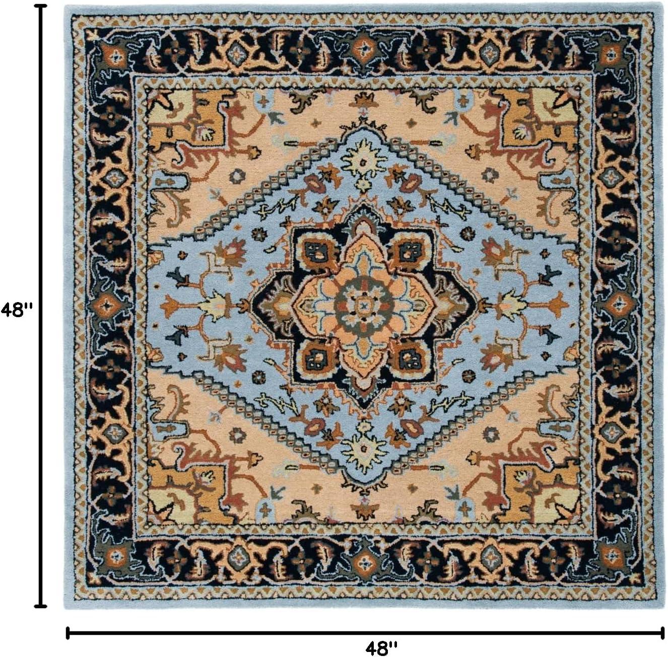 image:imageSAFAVIEH Area Rug 4x6 Heritage Collection Red Handmade Wool Traditional Oriental Medallion Design Ideal for Living Room Bedroom Dining Space HG625ABlueLight Brown