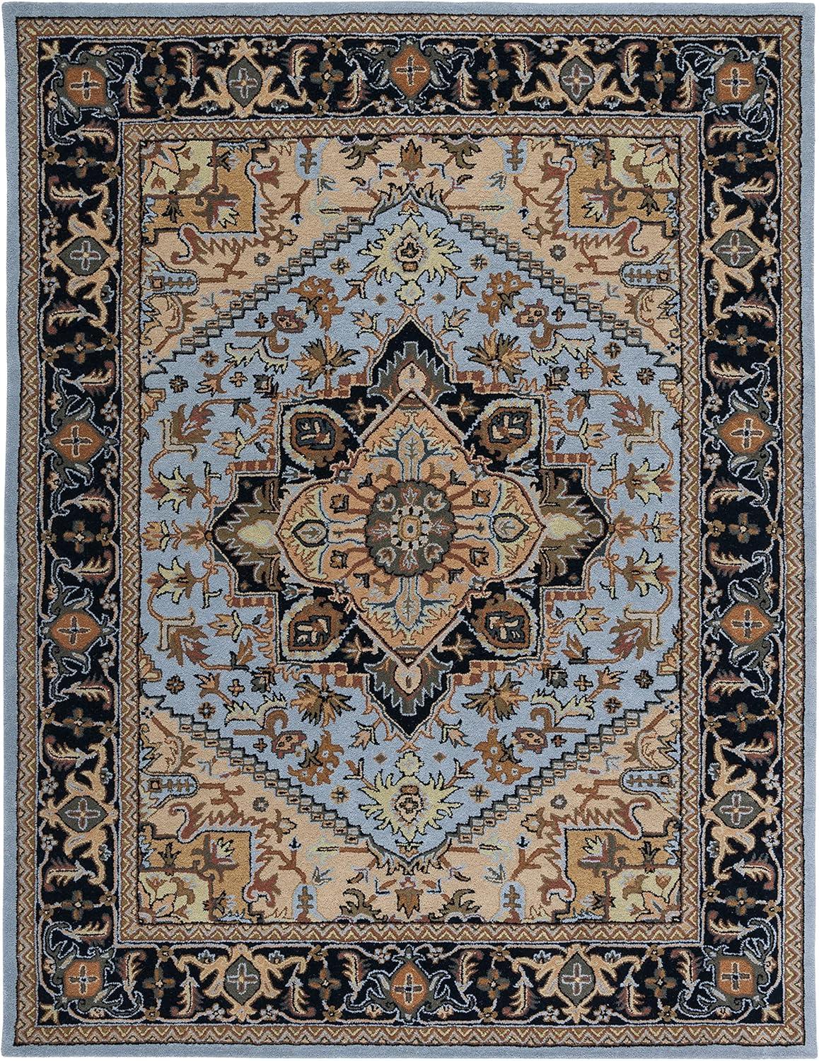 image:imageSAFAVIEH Area Rug 4x6 Heritage Collection Red Handmade Wool Traditional Oriental Medallion Design Ideal for Living Room Bedroom Dining Space HG625ABlueLight Brown