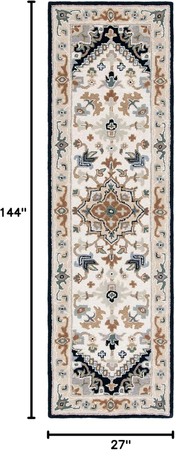 image:imageSAFAVIEH Area Rug 4x6 Heritage Collection Red Handmade Wool Traditional Oriental Medallion Design Ideal for Living Room Bedroom Dining Space HG625ABeigeNavy