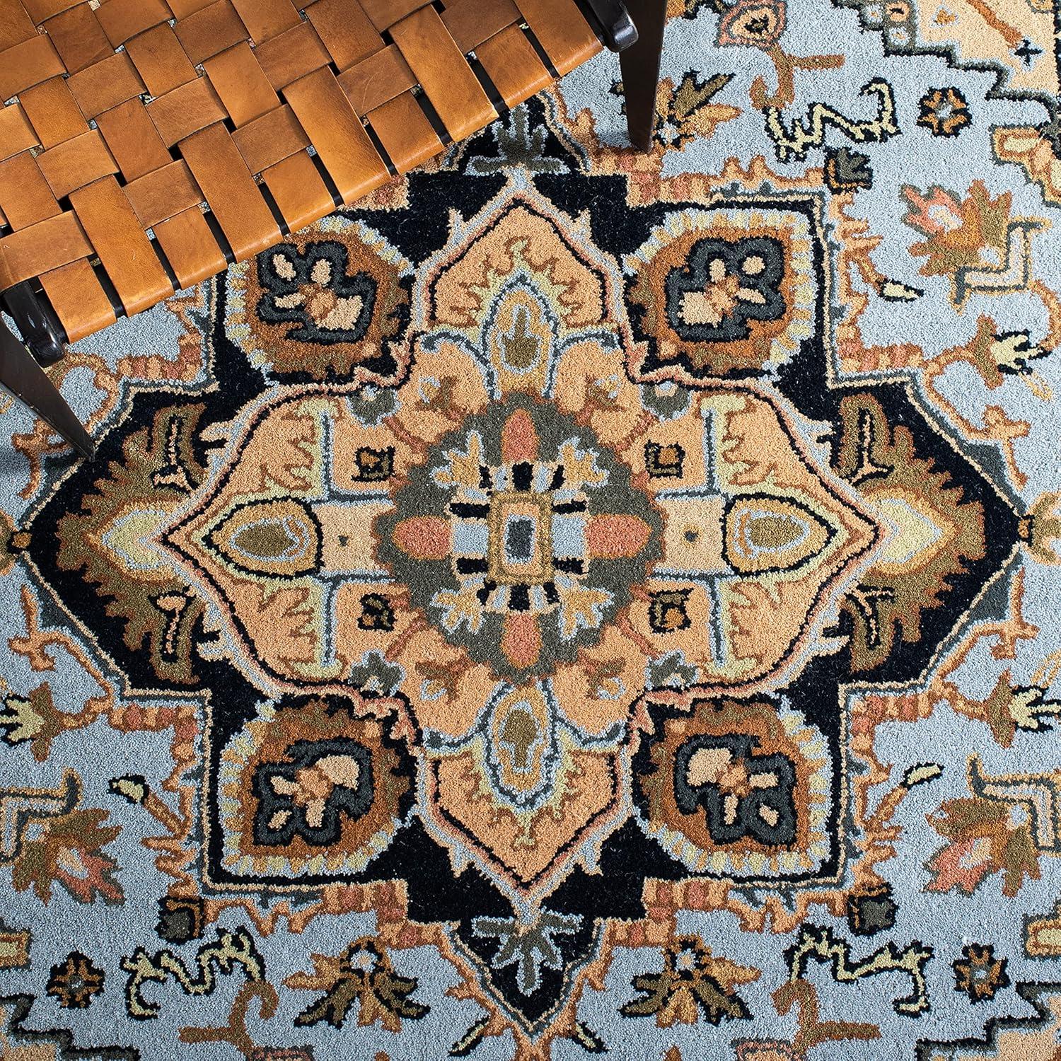 image:imageSAFAVIEH Area Rug 4x6 Heritage Collection Red Handmade Wool Traditional Oriental Medallion Design Ideal for Living Room Bedroom Dining Space HG625ABlueLight Brown