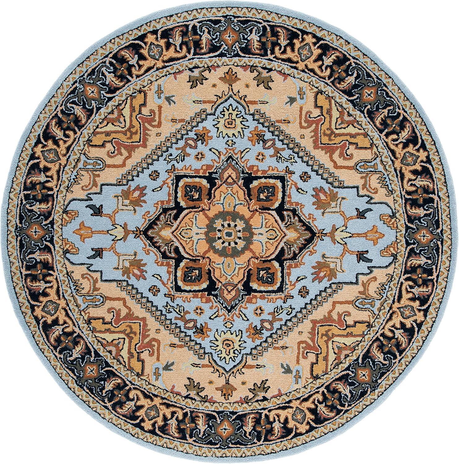 image:imageSAFAVIEH Area Rug 4x6 Heritage Collection Red Handmade Wool Traditional Oriental Medallion Design Ideal for Living Room Bedroom Dining Space HG625ABlueLight Brown