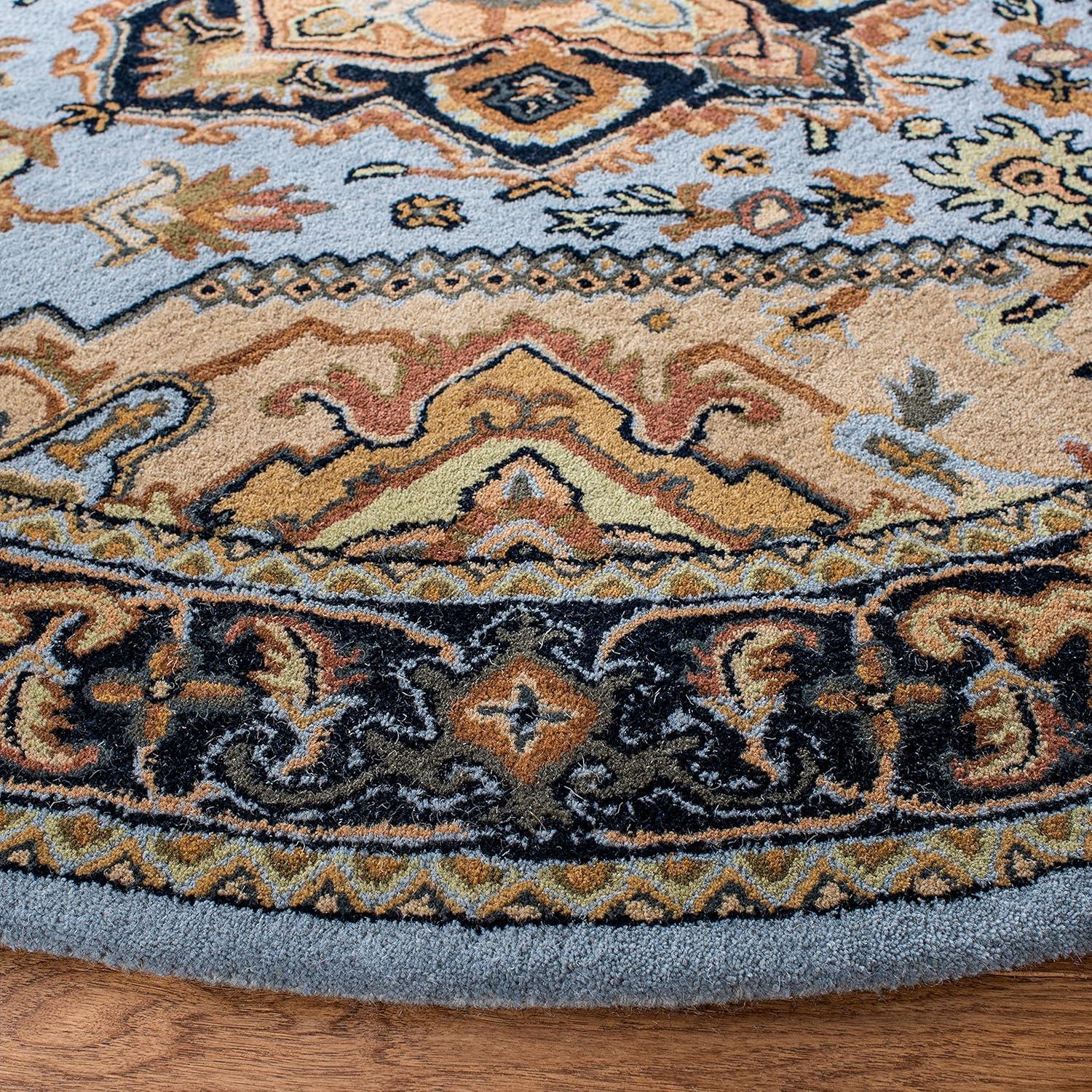 image:imageSAFAVIEH Area Rug 4x6 Heritage Collection Red Handmade Wool Traditional Oriental Medallion Design Ideal for Living Room Bedroom Dining Space HG625ABlueLight Brown