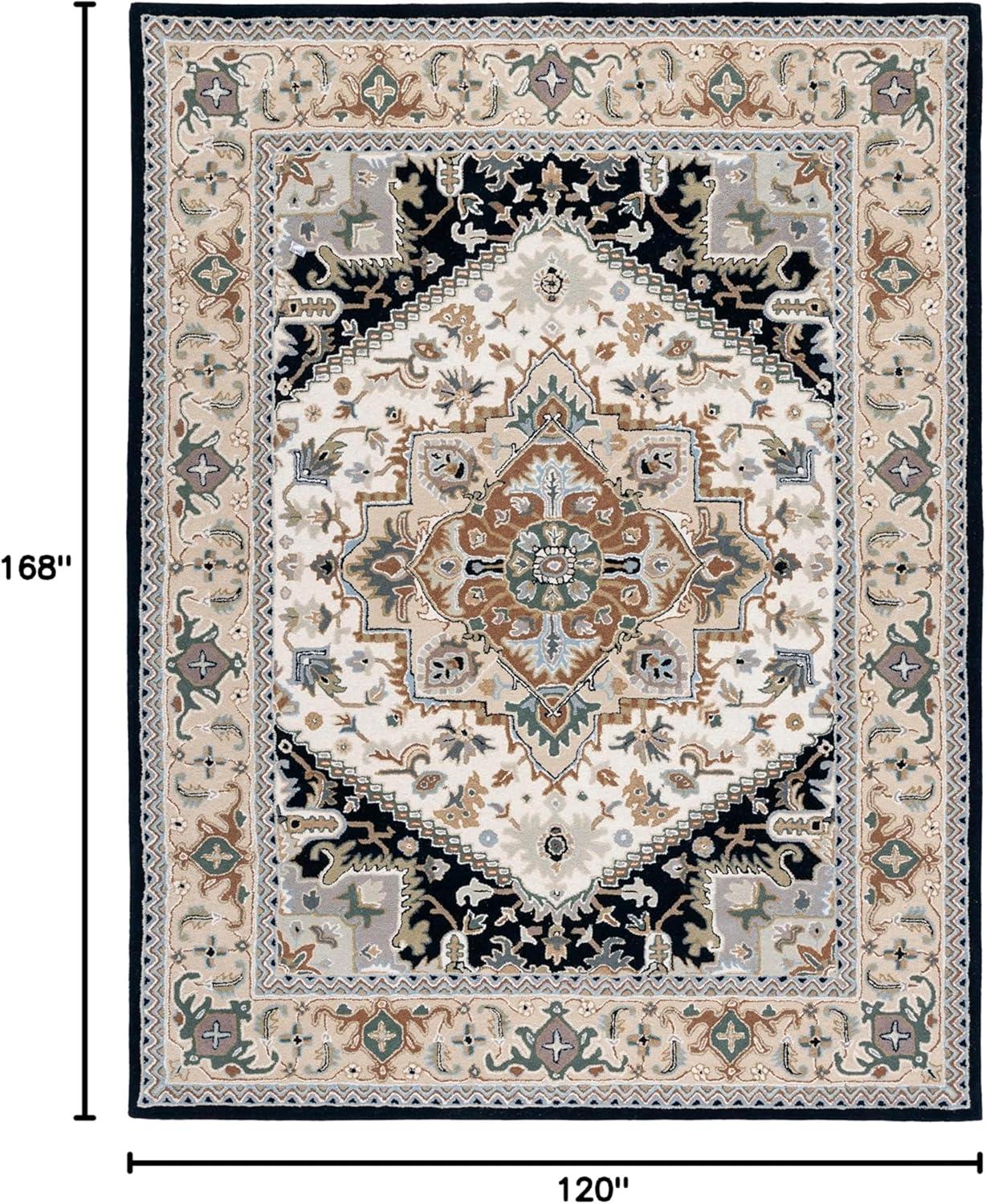image:imageSAFAVIEH Area Rug 4x6 Heritage Collection Red Handmade Wool Traditional Oriental Medallion Design Ideal for Living Room Bedroom Dining Space HG625ABeigeNavy