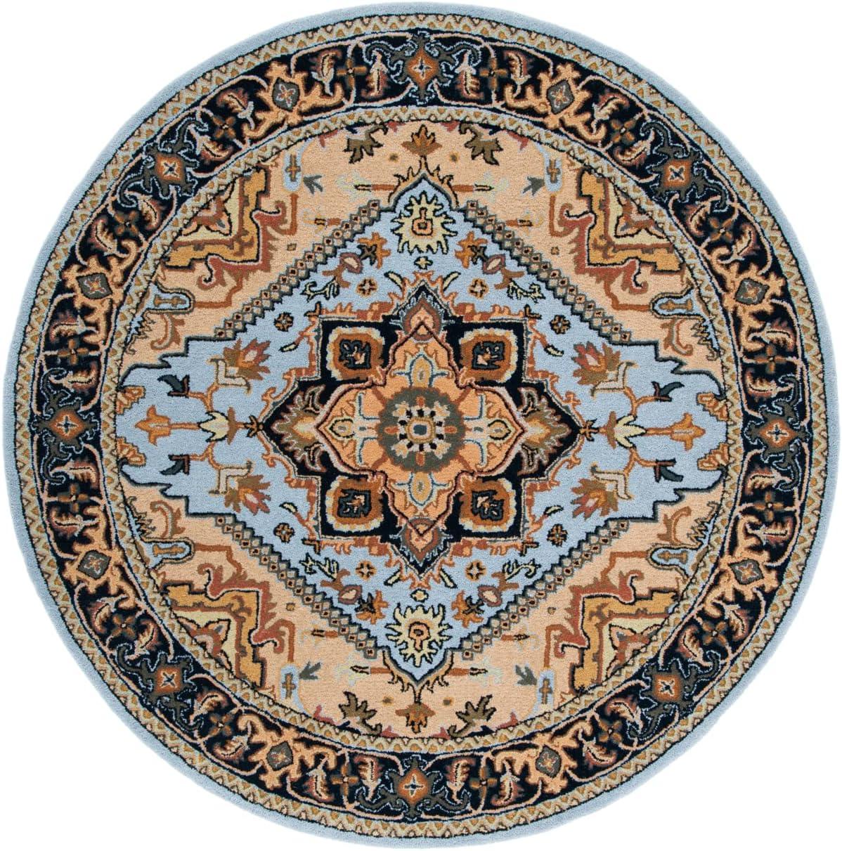 image:imageSAFAVIEH Area Rug 4x6 Heritage Collection Red Handmade Wool Traditional Oriental Medallion Design Ideal for Living Room Bedroom Dining Space HG625ABlueLight Brown