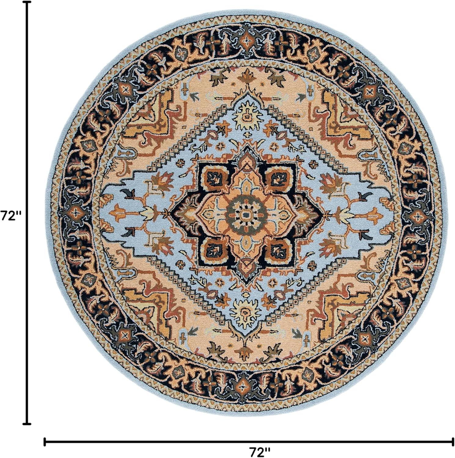 image:imageSAFAVIEH Area Rug 4x6 Heritage Collection Red Handmade Wool Traditional Oriental Medallion Design Ideal for Living Room Bedroom Dining Space HG625ABlueLight Brown