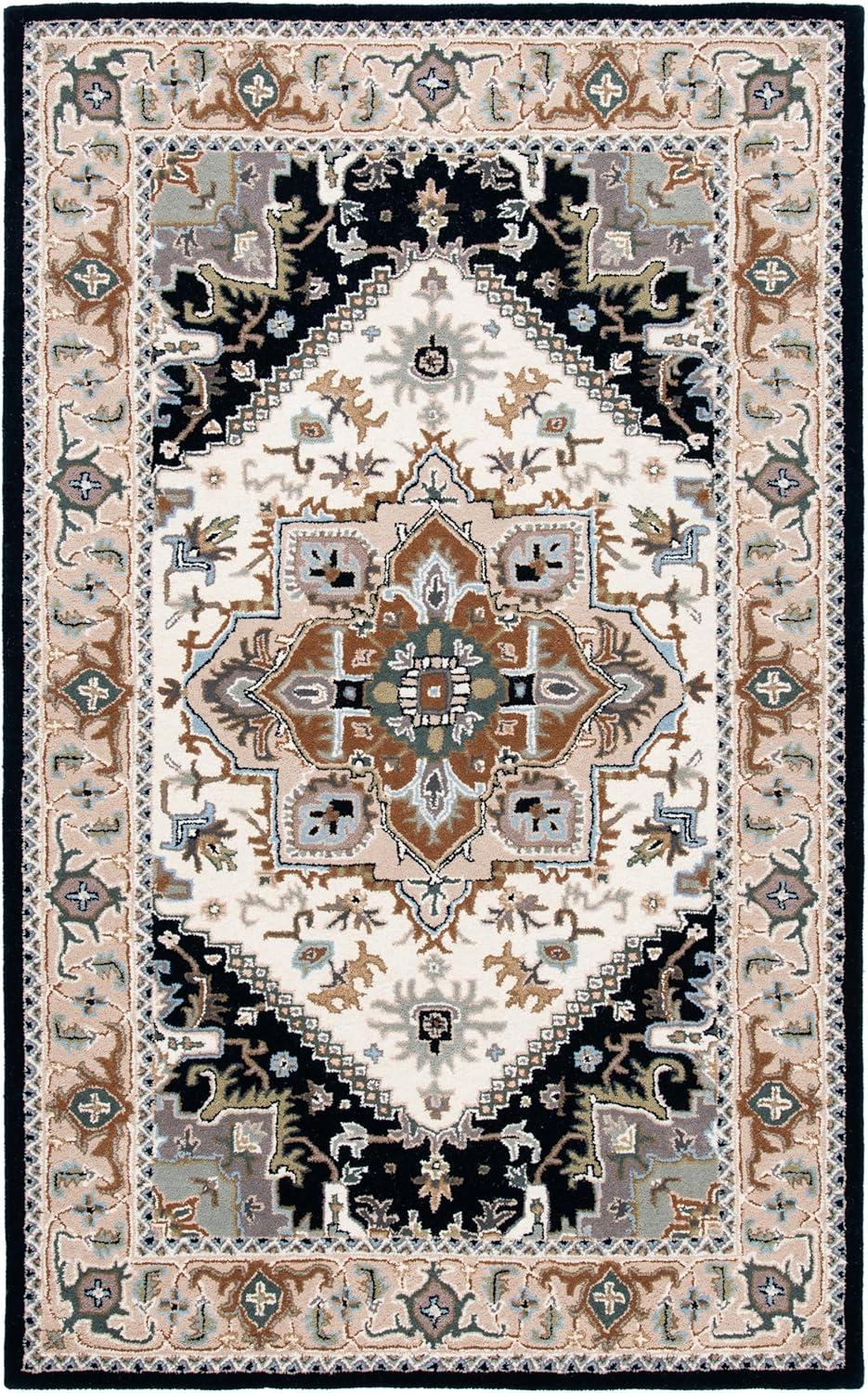 image:imageSAFAVIEH Area Rug 4x6 Heritage Collection Red Handmade Wool Traditional Oriental Medallion Design Ideal for Living Room Bedroom Dining Space HG625ABeigeNavy