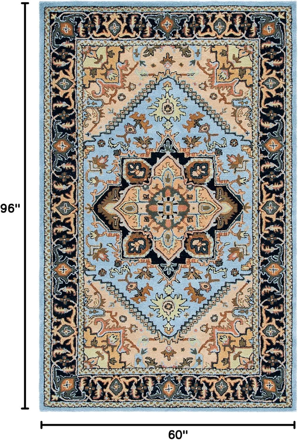 image:imageSAFAVIEH Area Rug 4x6 Heritage Collection Red Handmade Wool Traditional Oriental Medallion Design Ideal for Living Room Bedroom Dining Space HG625ABlueLight Brown