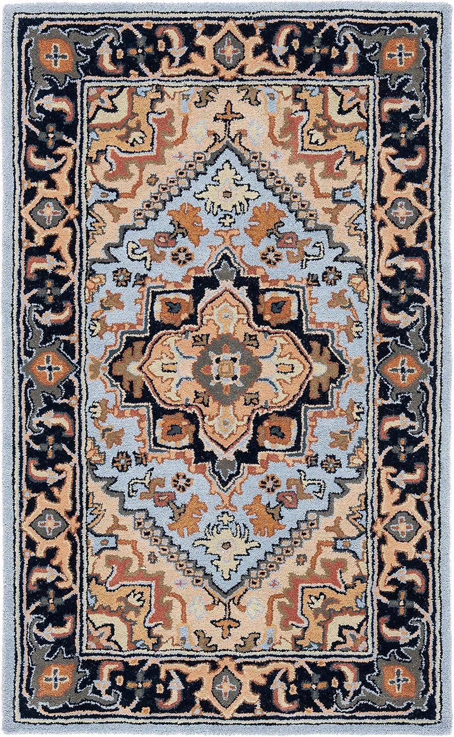 image:imageSAFAVIEH Area Rug 4x6 Heritage Collection Red Handmade Wool Traditional Oriental Medallion Design Ideal for Living Room Bedroom Dining Space HG625ABlueLight Brown
