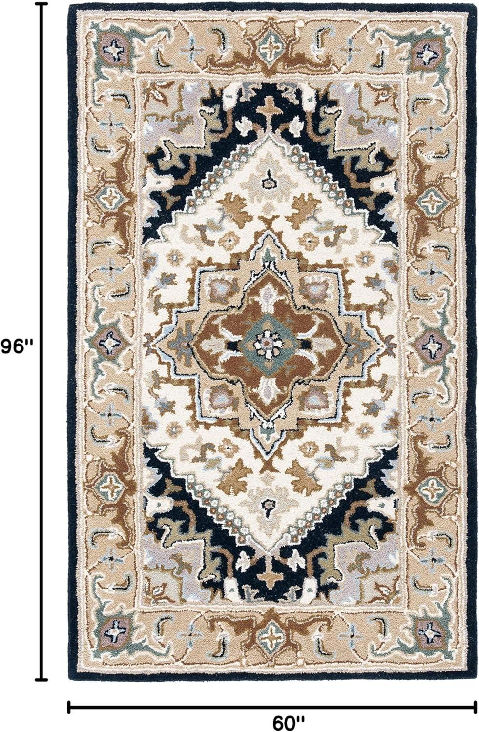image:imageSAFAVIEH Area Rug 4x6 Heritage Collection Red Handmade Wool Traditional Oriental Medallion Design Ideal for Living Room Bedroom Dining Space HG625ABeigeNavy